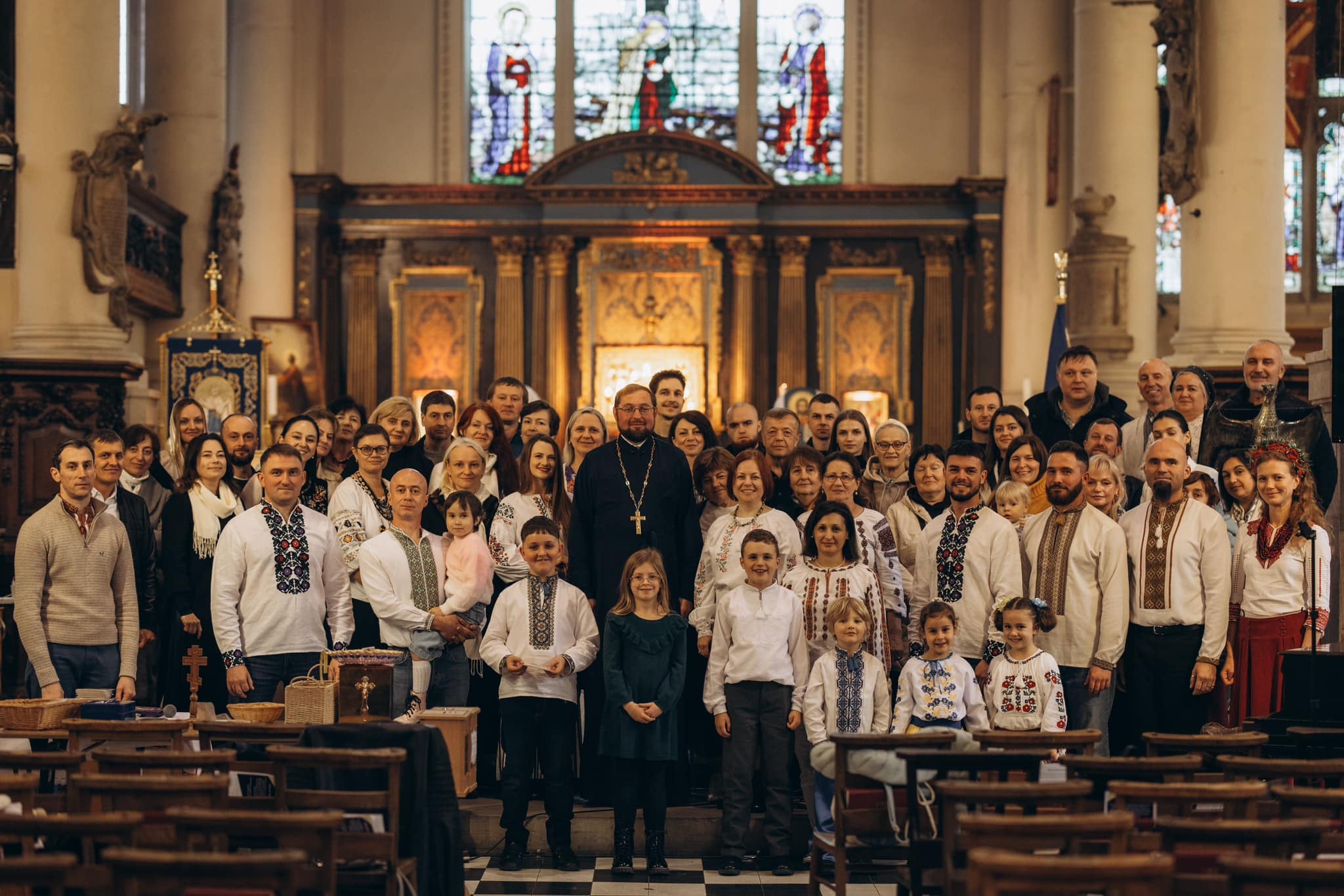Father Myroslav with military chaplains and Ukrainians in London