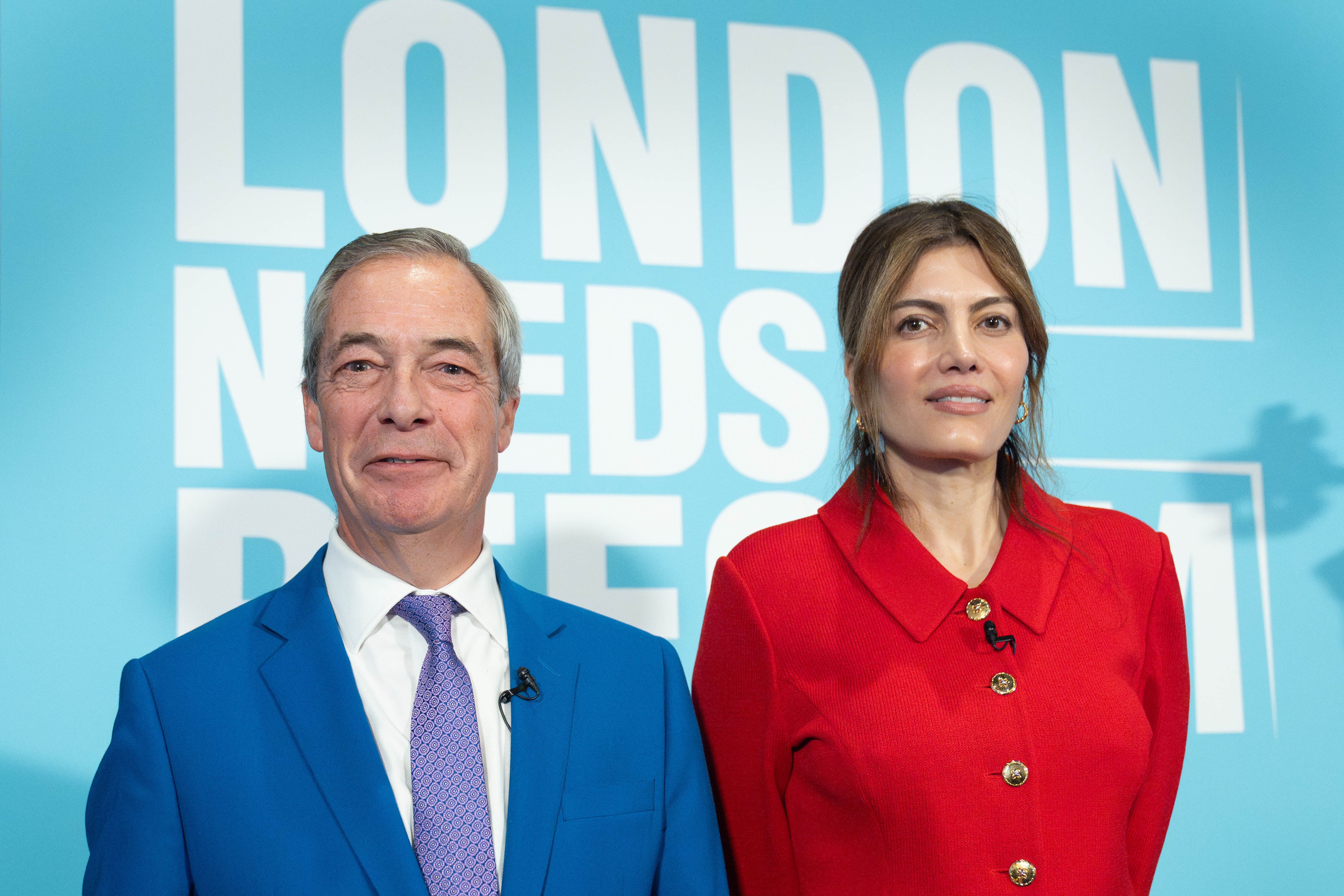 Nigel Farage is expected to reveal Reform UK’s leader in Scotland next week after unveiling Laila Cunningham as the party’s London mayoral candidate (Stefan Rousseau/PA)