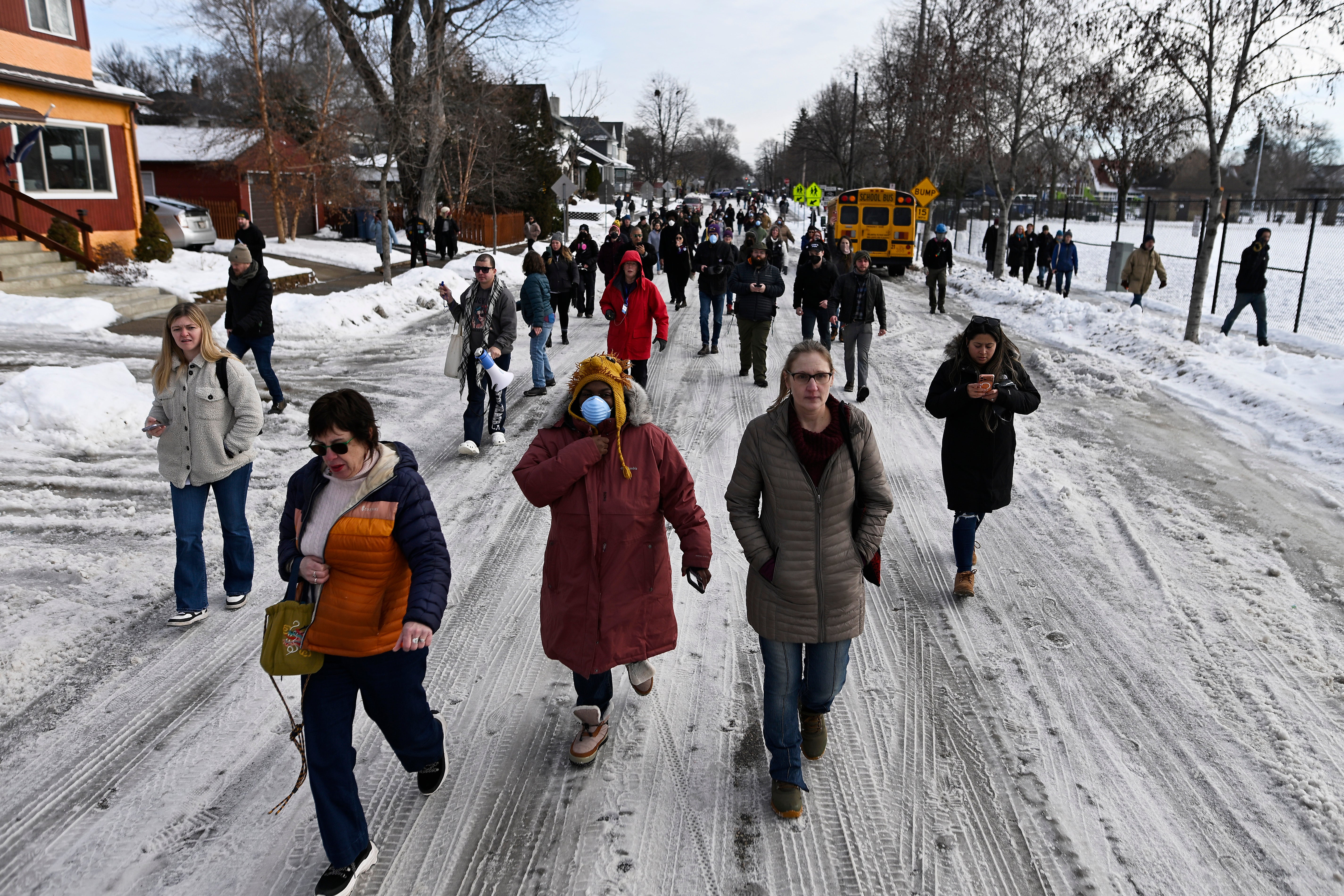 People gathered near the scene of the incident in Minneapolis on Wednesday