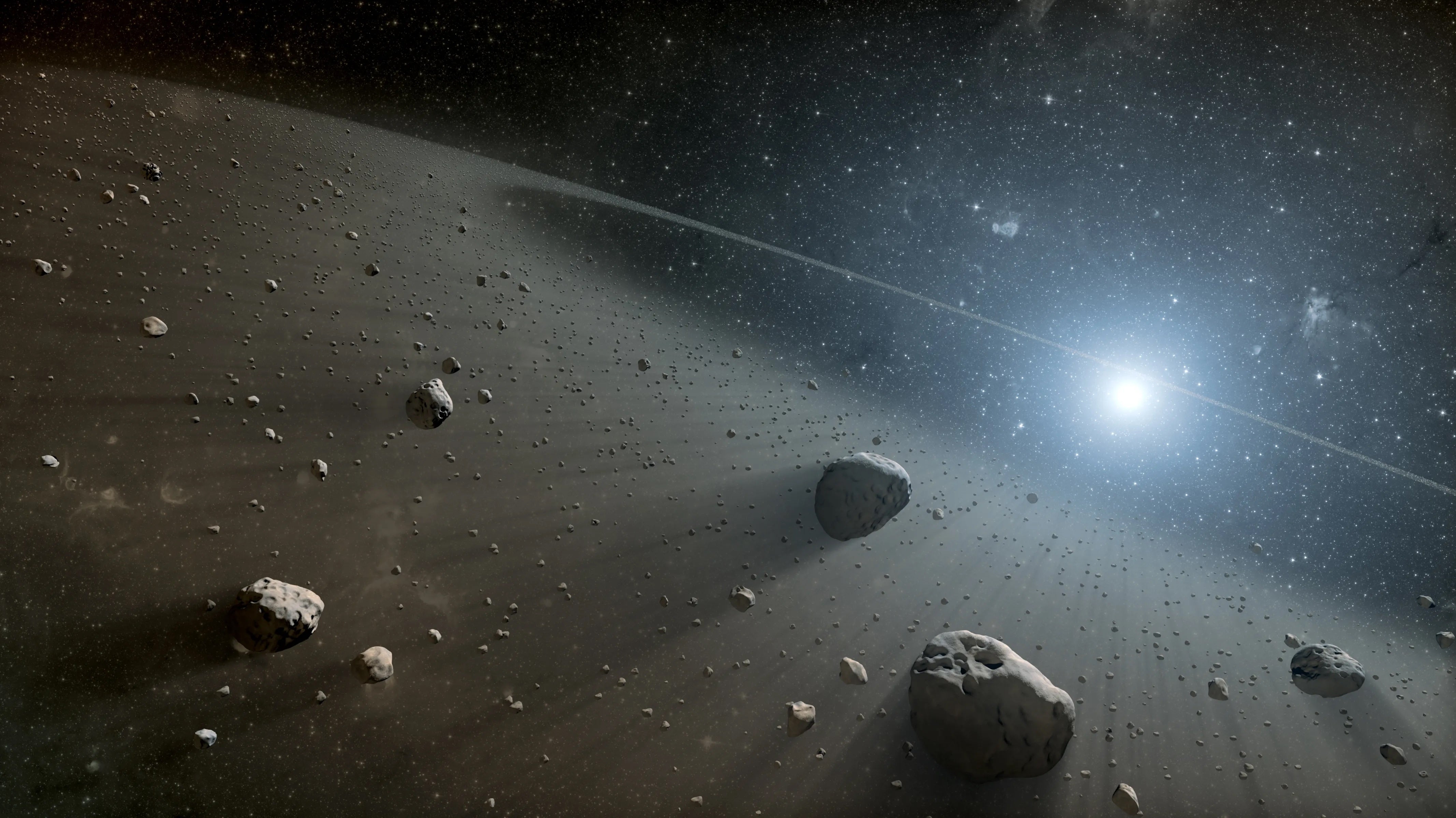 This NASA illustration shows the main asteroid belt orbiting the sun between Mars and Jupiter