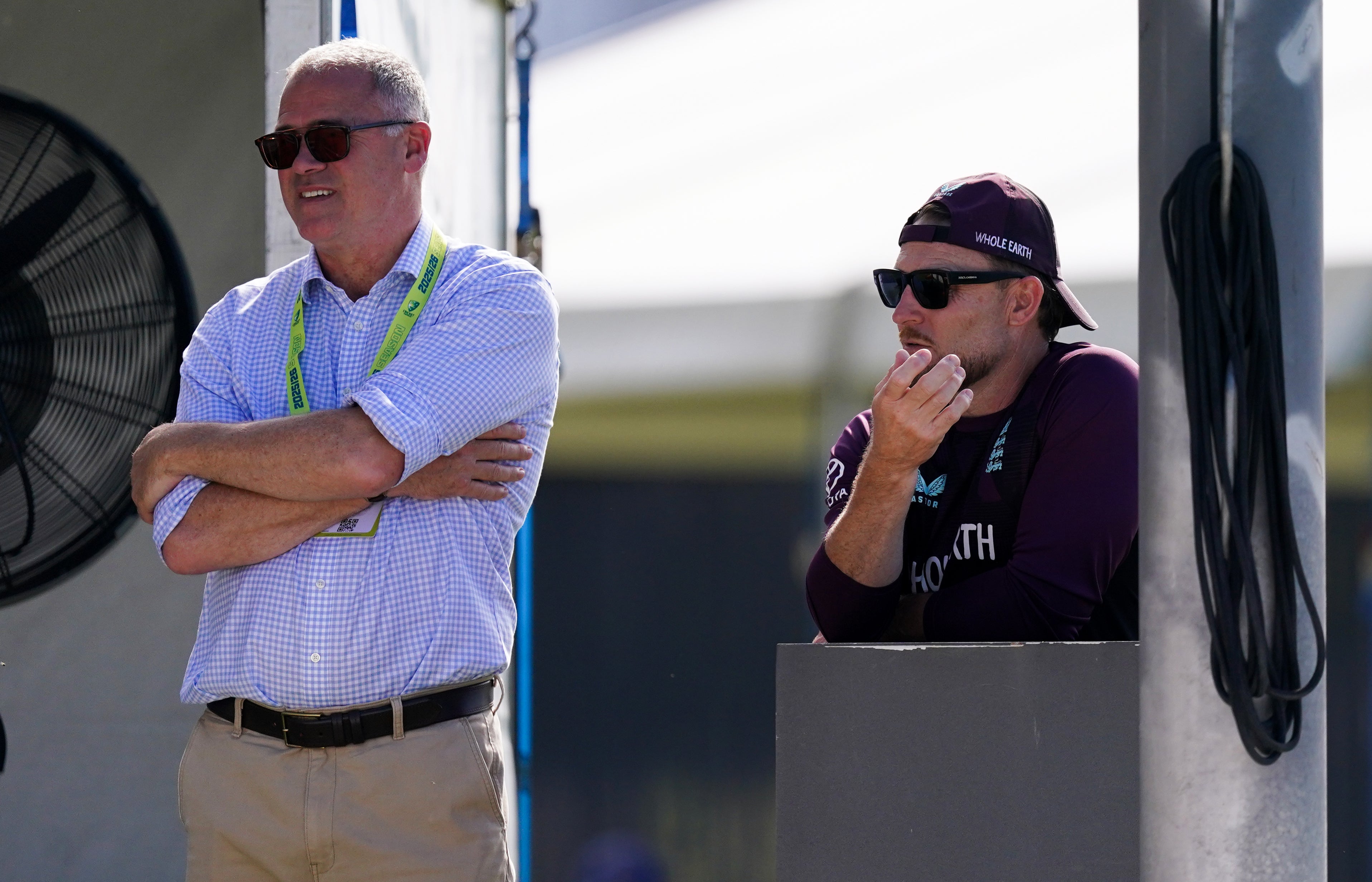Brendon McCullum (right) next to ECB chief executive Richard Gould (left) in Sydney