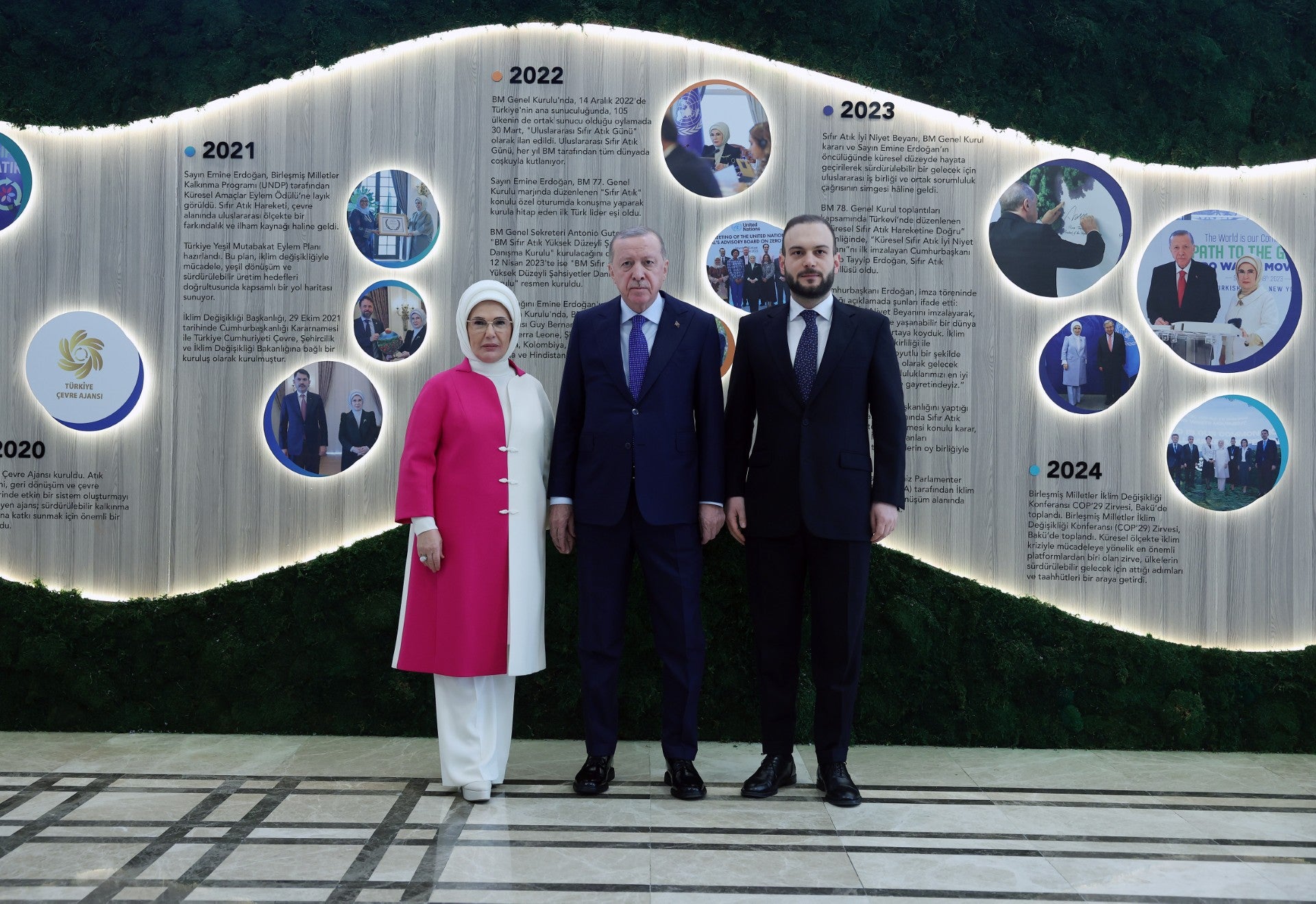 <p>His Excellency Recep Tayyip Erdoğan, President of the Republic of Türkiye, attending the Zero Waste Exhibition with Mme Emine Erdogan together with Mr Samed Agirbas, President of the Zero Waste Foundation</p>