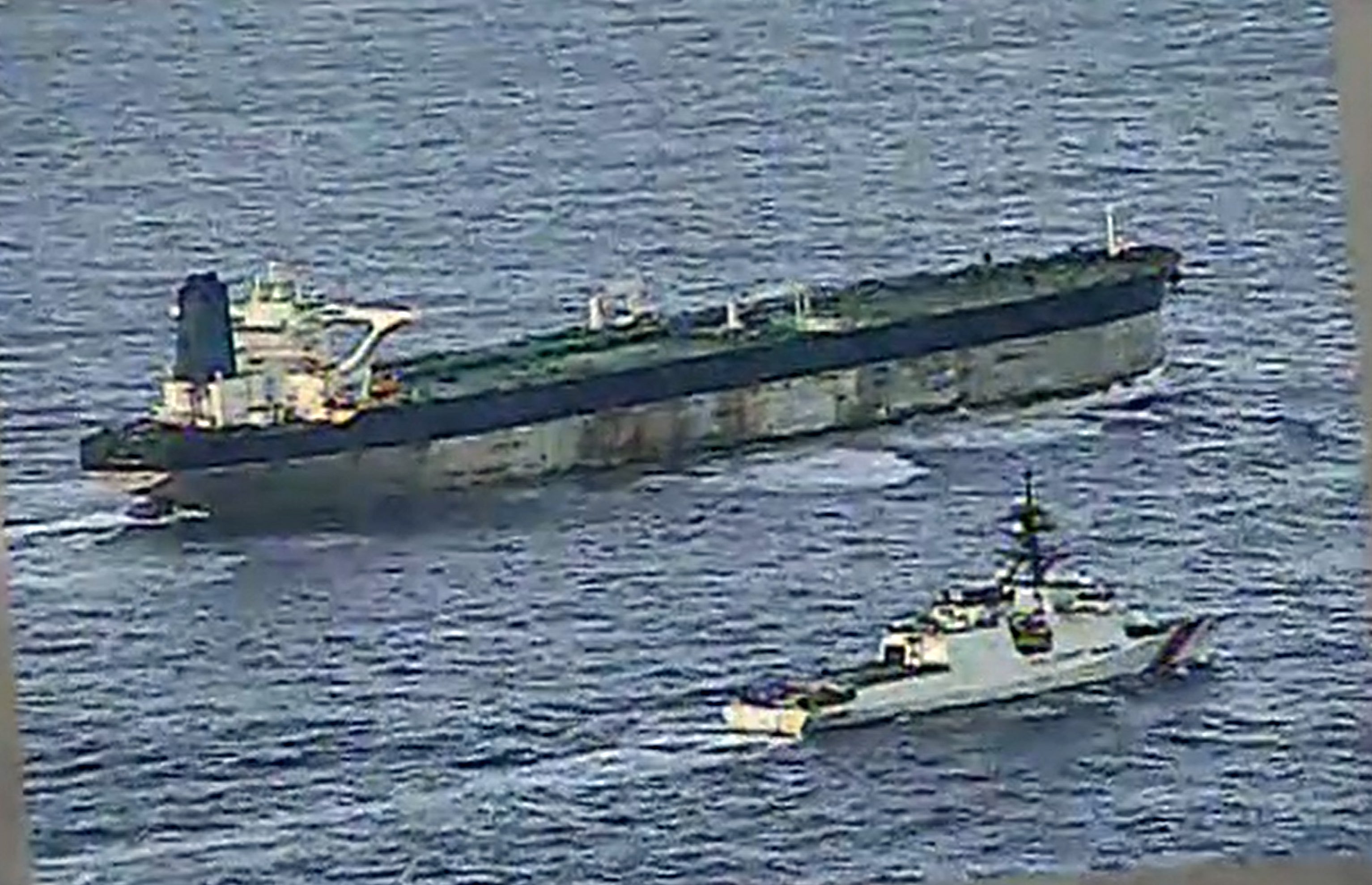 A video distributed by the US defence secretary shows the US Coast Guard cutter Munro escorting the Marinera