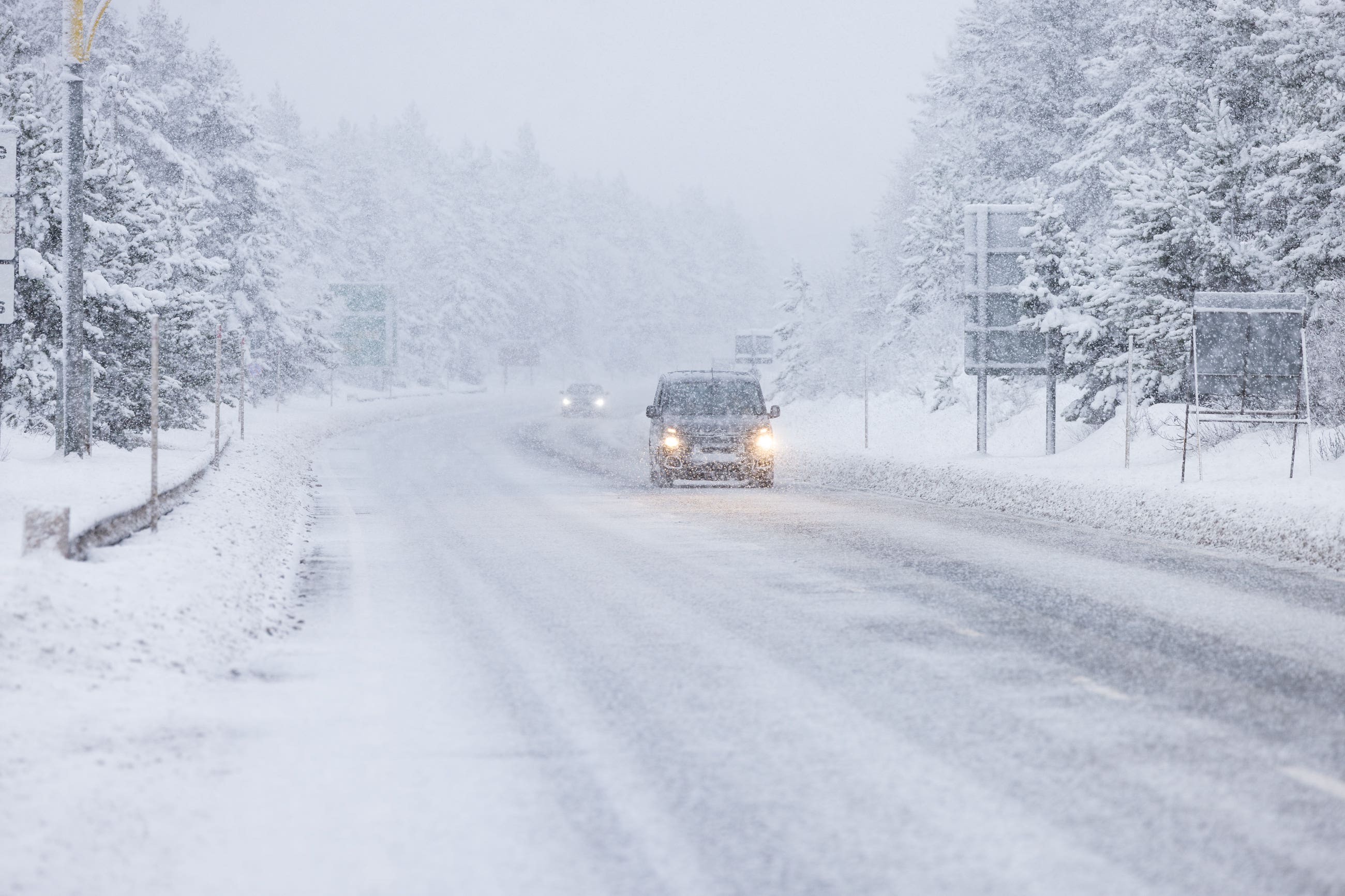 There was heavy snow on the A9 (Paul Campbell/PA)