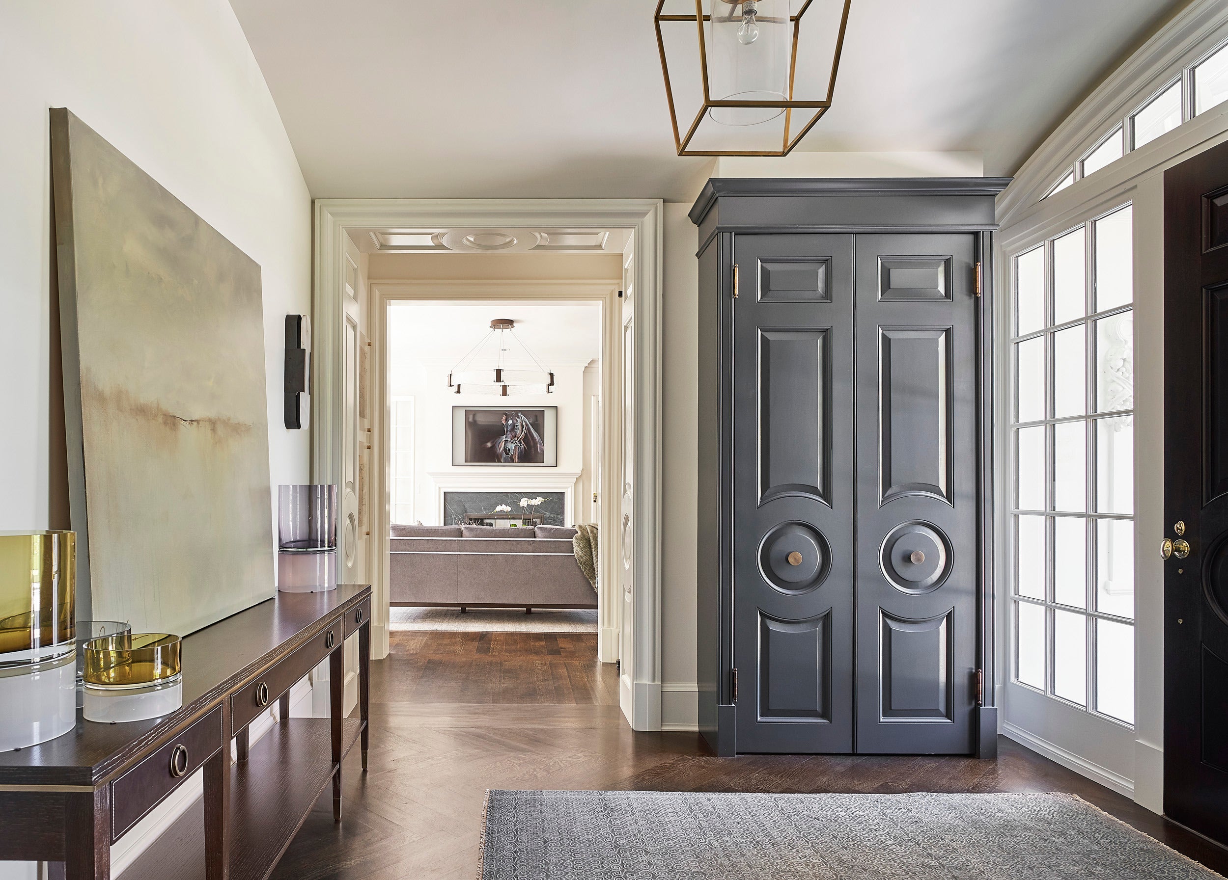 An inbuilt wardrobe, created with repurposed doors