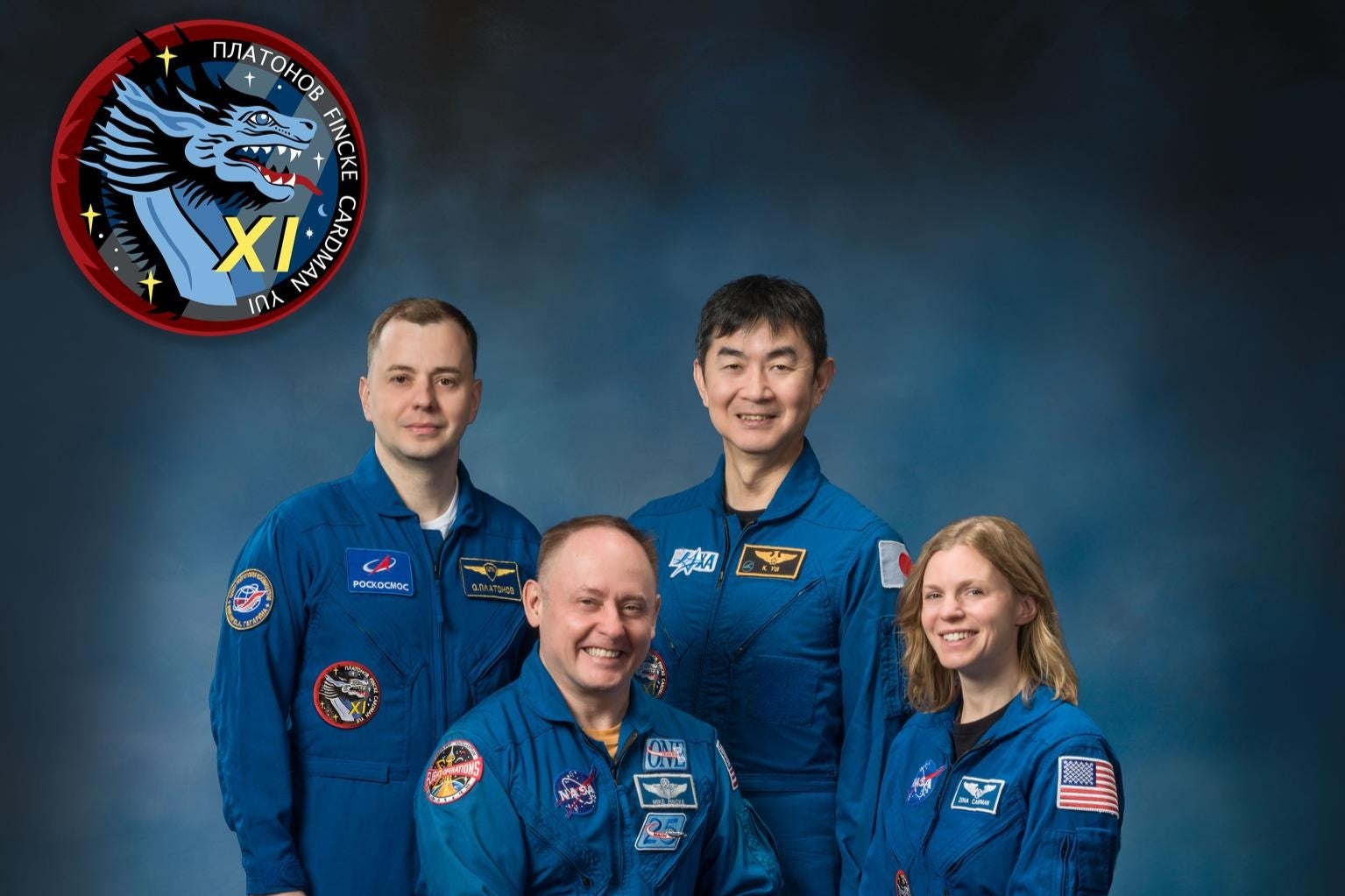 Nasa’s SpaceX Crew-11 members, from left to right, are Oleg Platonov of Roscosmos, Nasa's Mike Fincke, Kimiya Yui of JAXA and Zena Cardman of Nasa