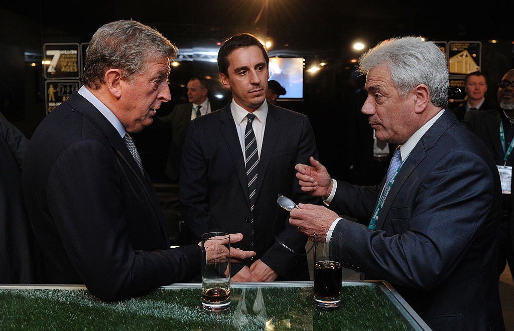 Neville pictured with Keegan and Roy Hodgson in 2013