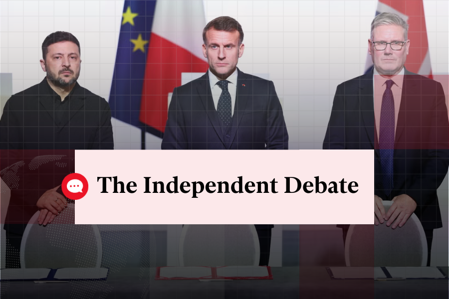 <p>Volodymyr Zelensky, Emmanuel Macron and Sir Keir Starmer pictured at the summit
</p>