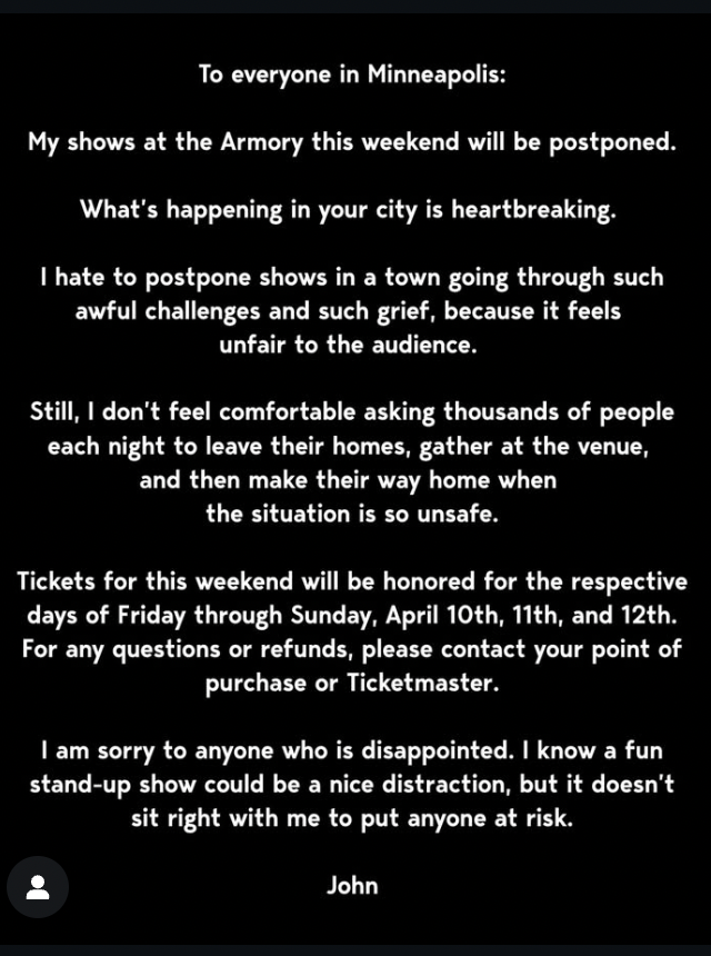 John Mulaney told fans the situation was too ‘unsafe’ for him to go ahead with scheduled shows