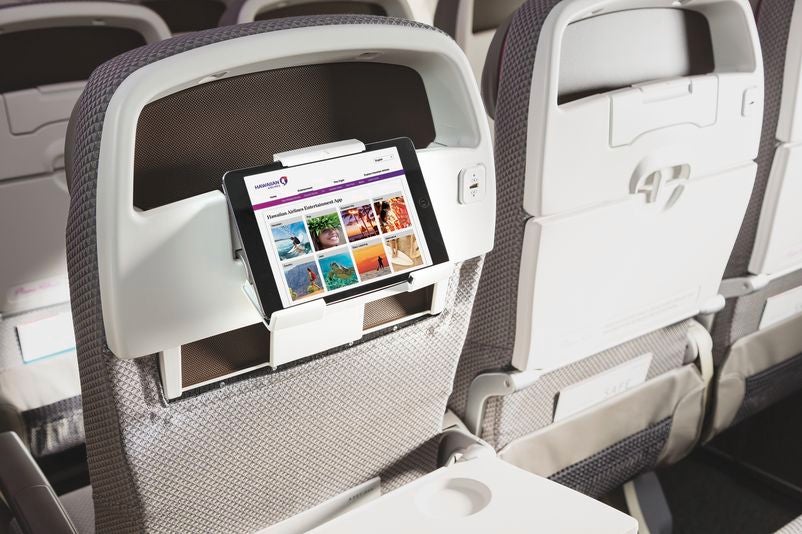 Alaska Airlines’ main cabin seats feature eye-level seatback device holders