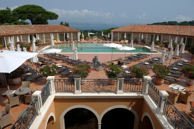 <p>The swimming pool at the Château de la Messardière, pictured in 2012. The hotel in a castle in Saint-Tropez, France is set to provide the filming location for the fourth season of 'The White Lotus'</p>