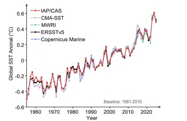 Global ocean surface temperature since 1958