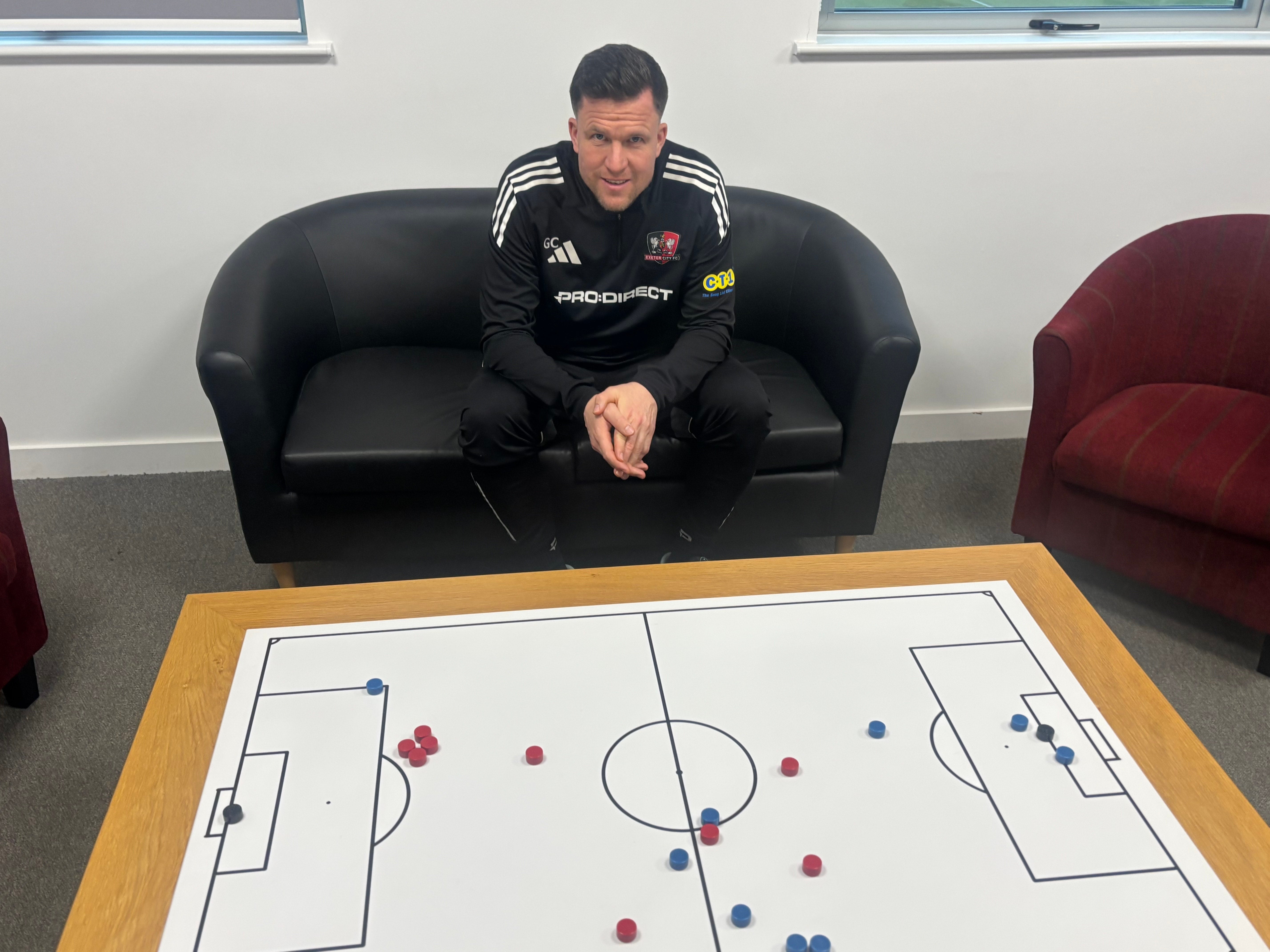 Gary Caldwell in his office at Exeter City