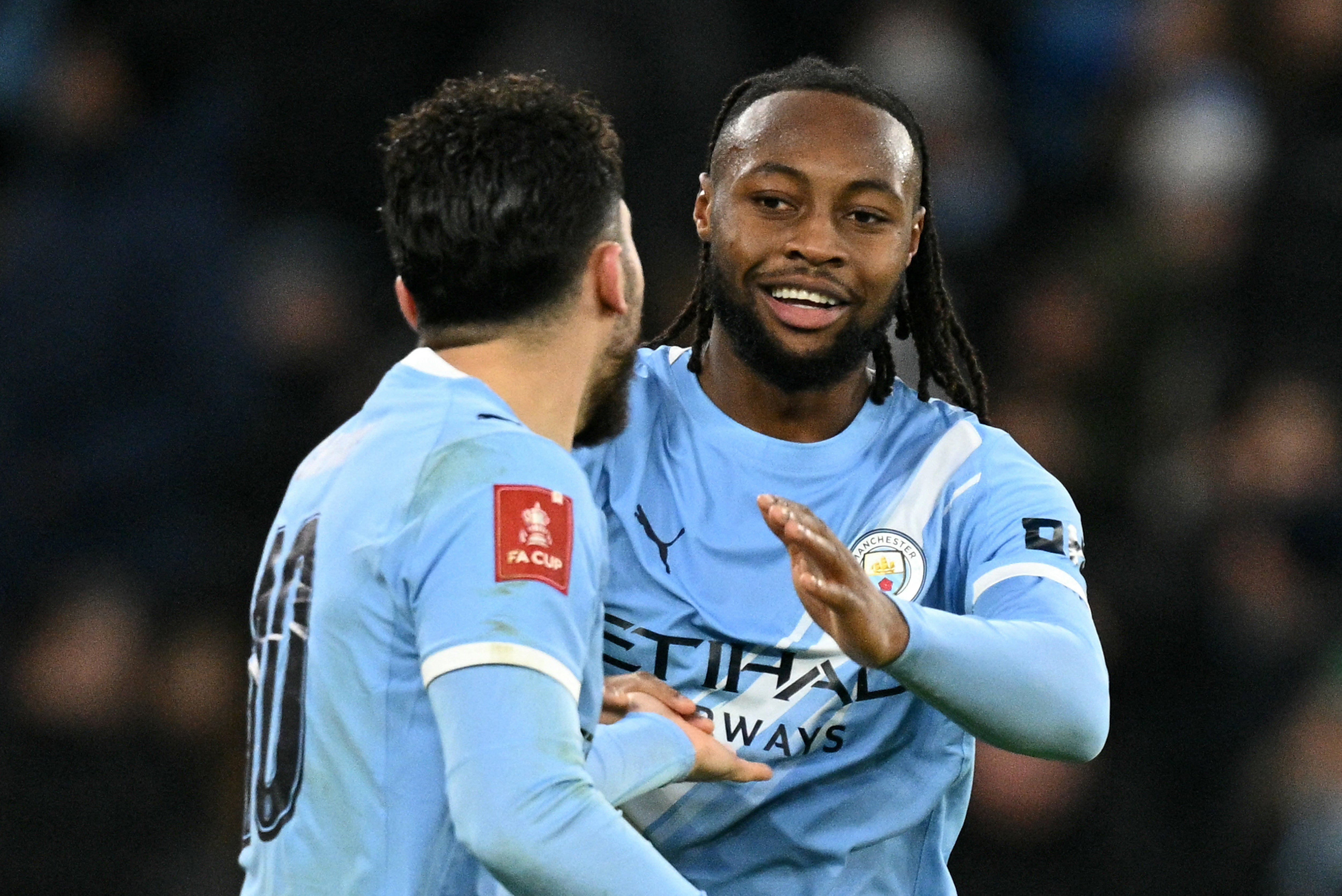 <p>Antoine Semenyo scored his first goal for Man City in a 10-1 win over Exeter </p>