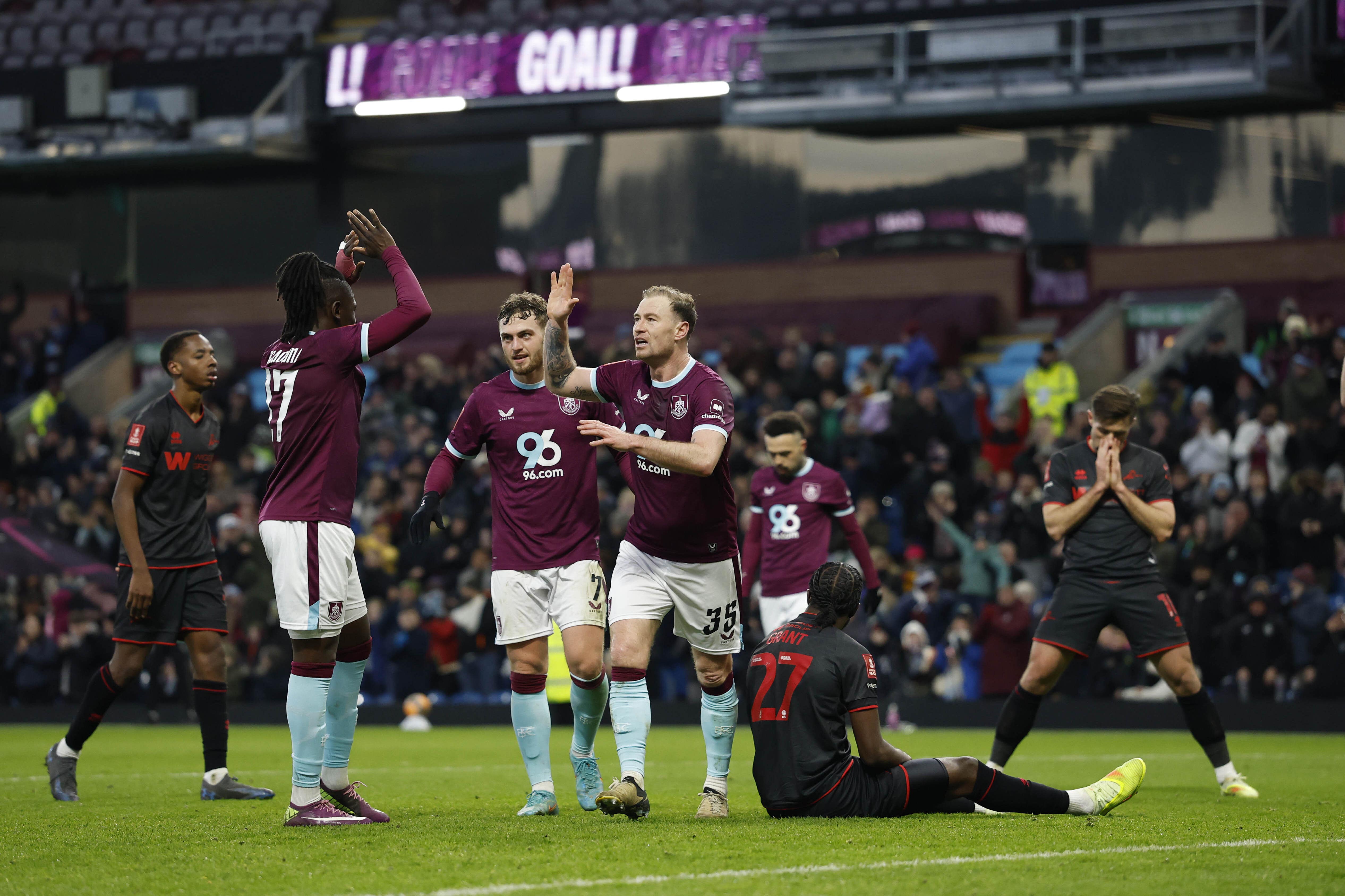 Ashley Barnes celebrates scoring for Burnley against Millwall (Cody Froggatt/PA)