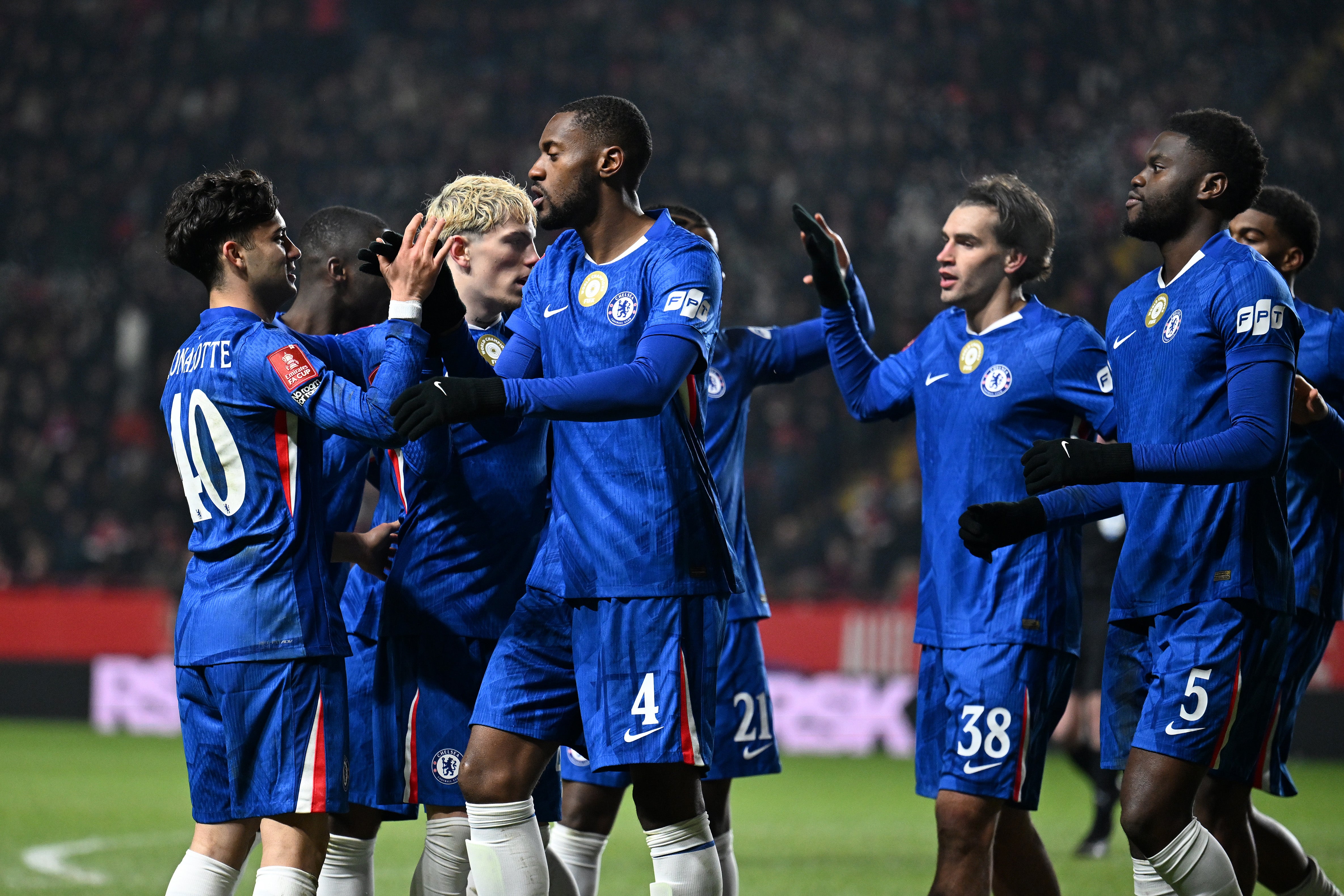 Tosin Adarabioyo of Chelsea celebrates scoring