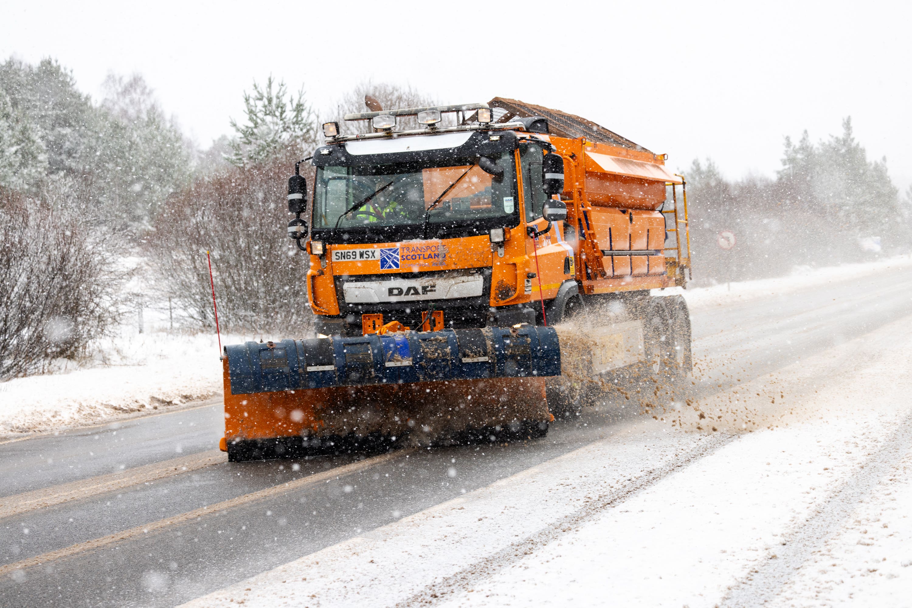 A gritter lorry in Scotland during the recent bout of cold weather. (Paul Campbell/PA)