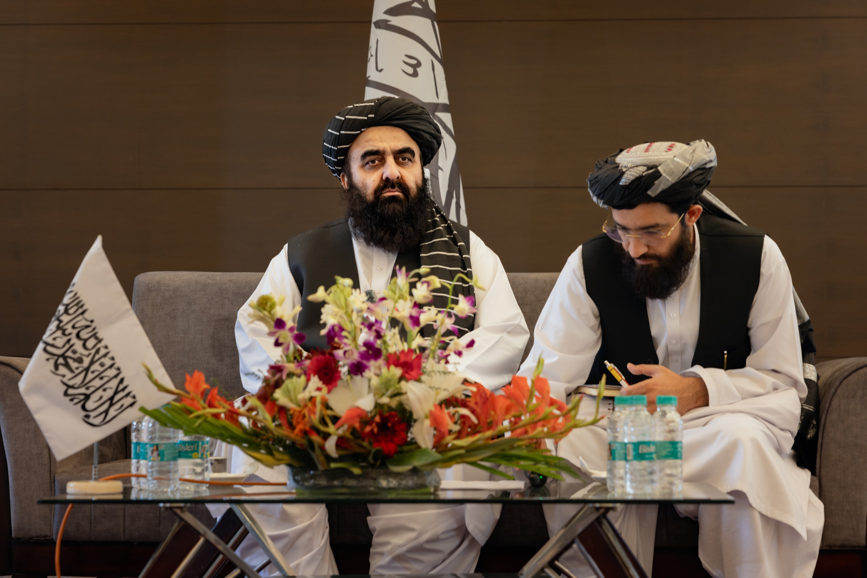 Mufti Noor Ahmad Noor was also part of the delegation accompanying Taliban foreign minister Amir Khan Muttaqi (lef) during a week-long visit to India in October 2025