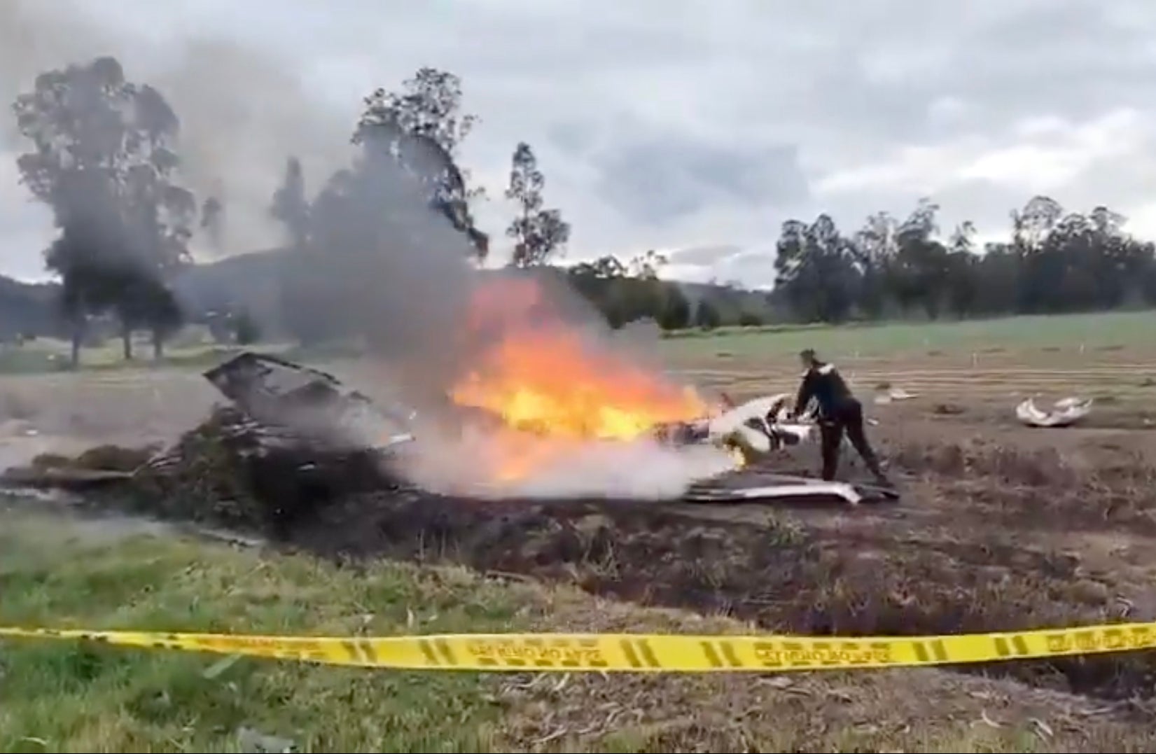 <p>In videos circulating on local media, shouts of “the runway is run out” can be heard as the aircraft takes off, with images showing the later wreckage of the plane on fire.</p>