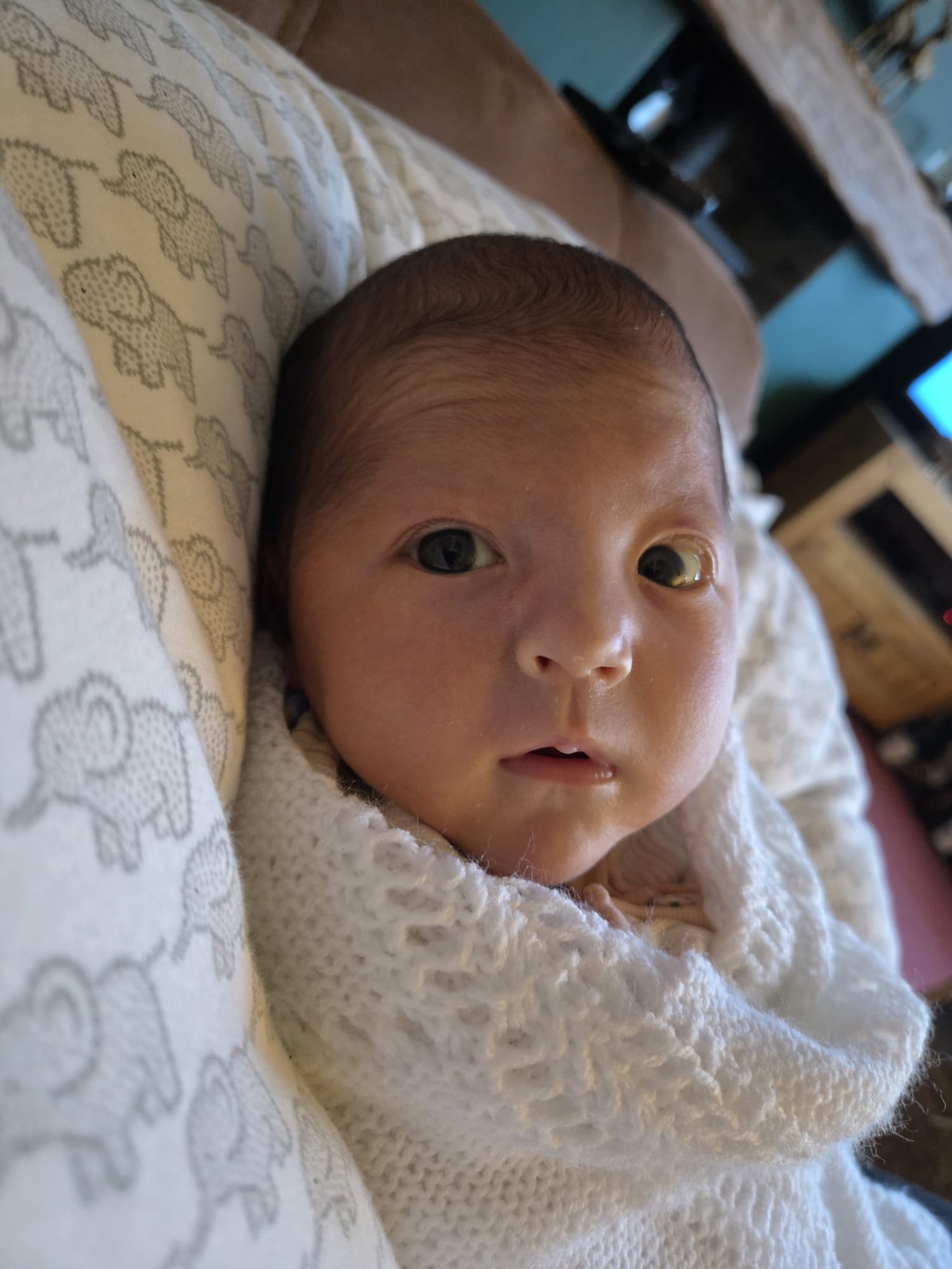 Cora was born three weeks early on Christmas Eve