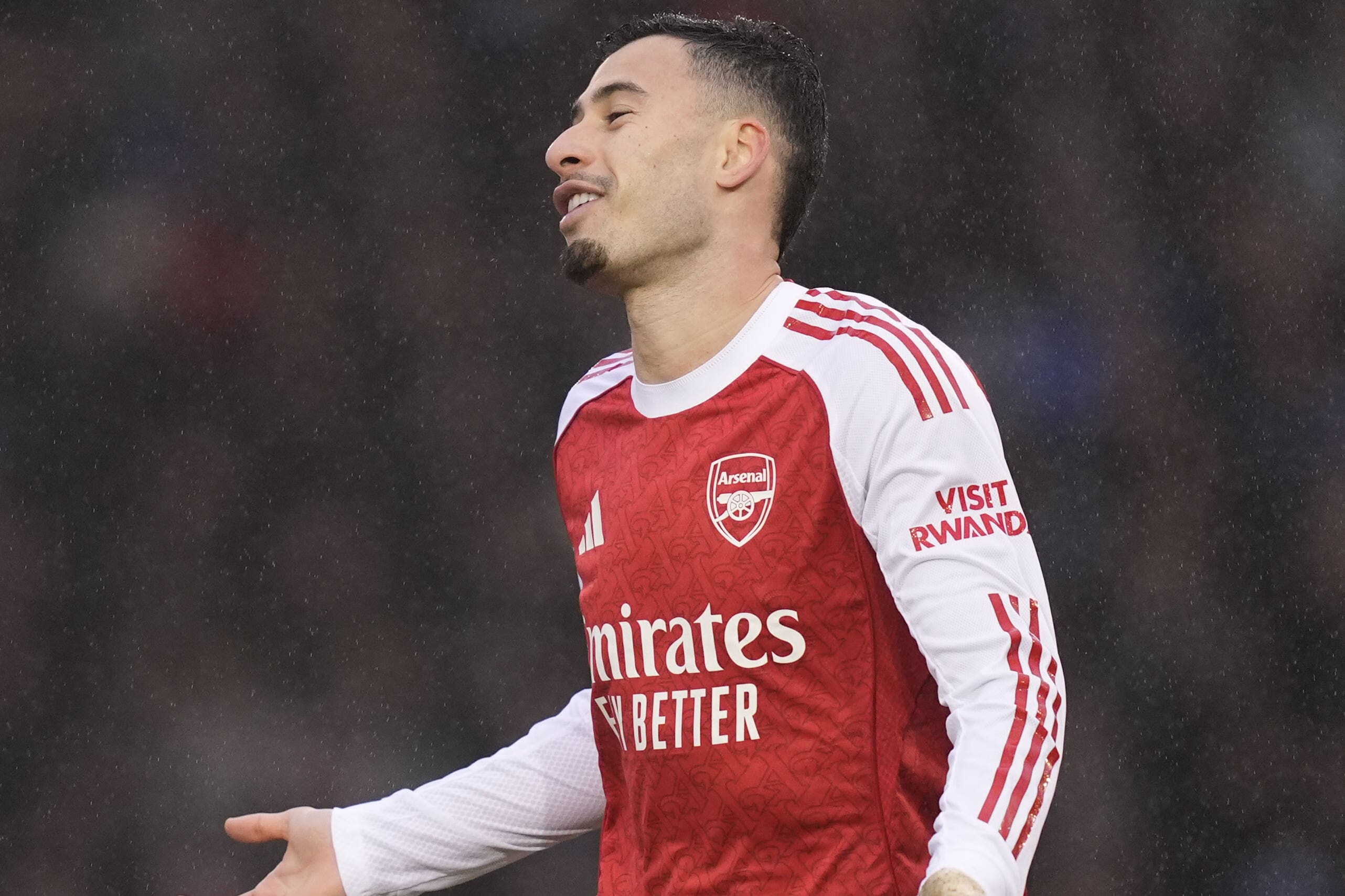 Gabriel Martinelli put his recent negative headlines behind him with a hat-trick (Andrew Matthews/PA)