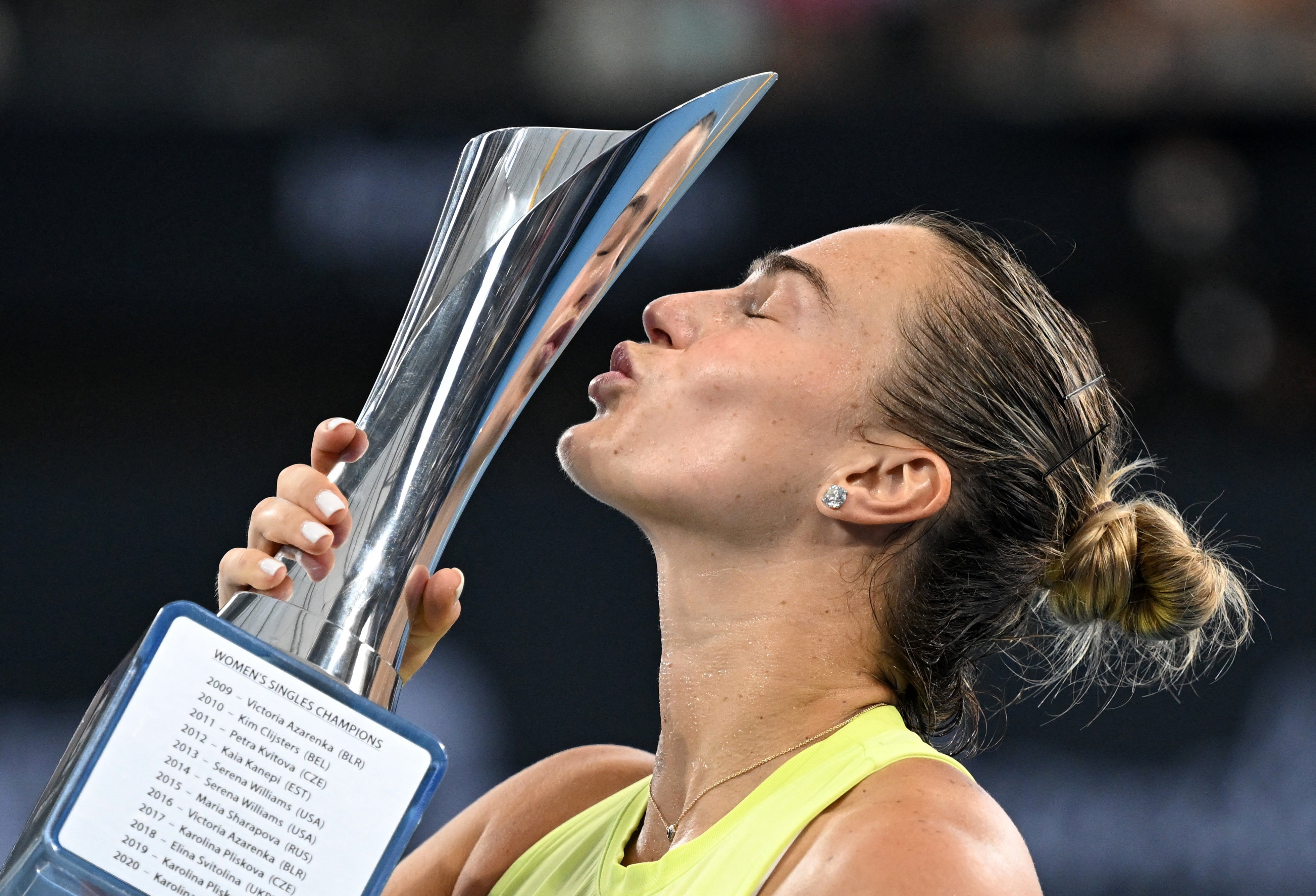 Aryna Sabalenka won the Brisbane International title for the second straight year and third time overall