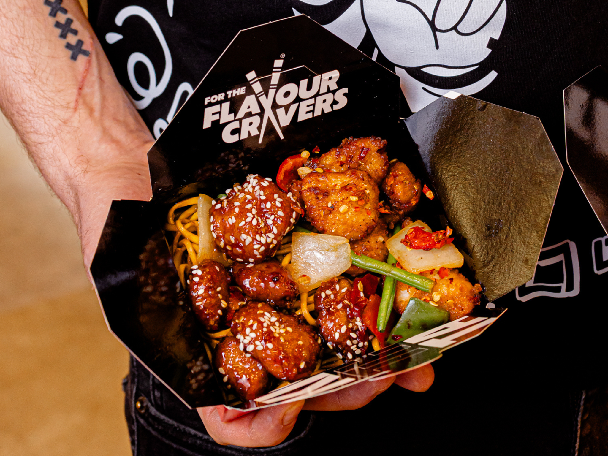 Claim one small box of noodles with one topping