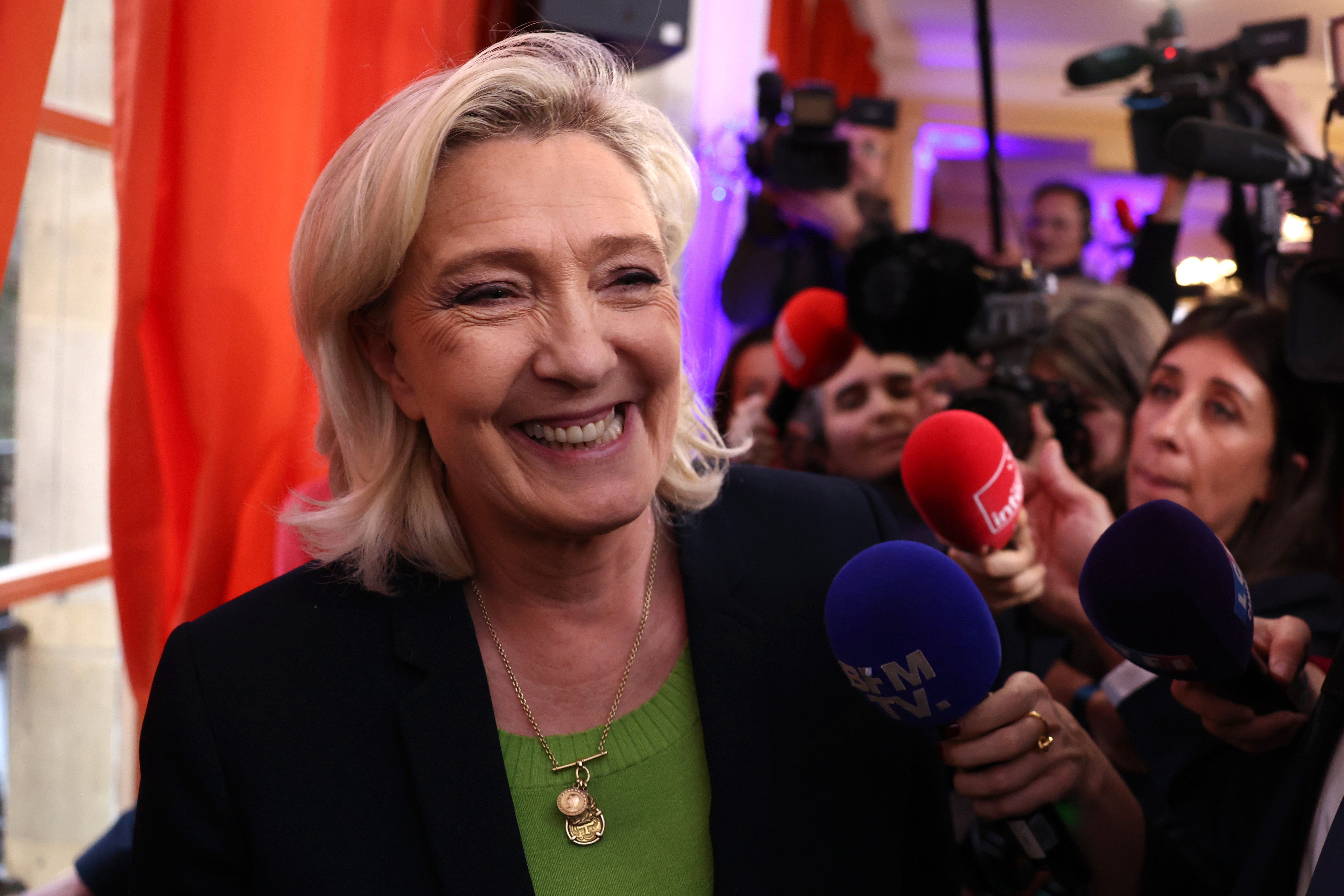 Defiant: Le Pen attends a party press conference in Paris on 12 January 2026