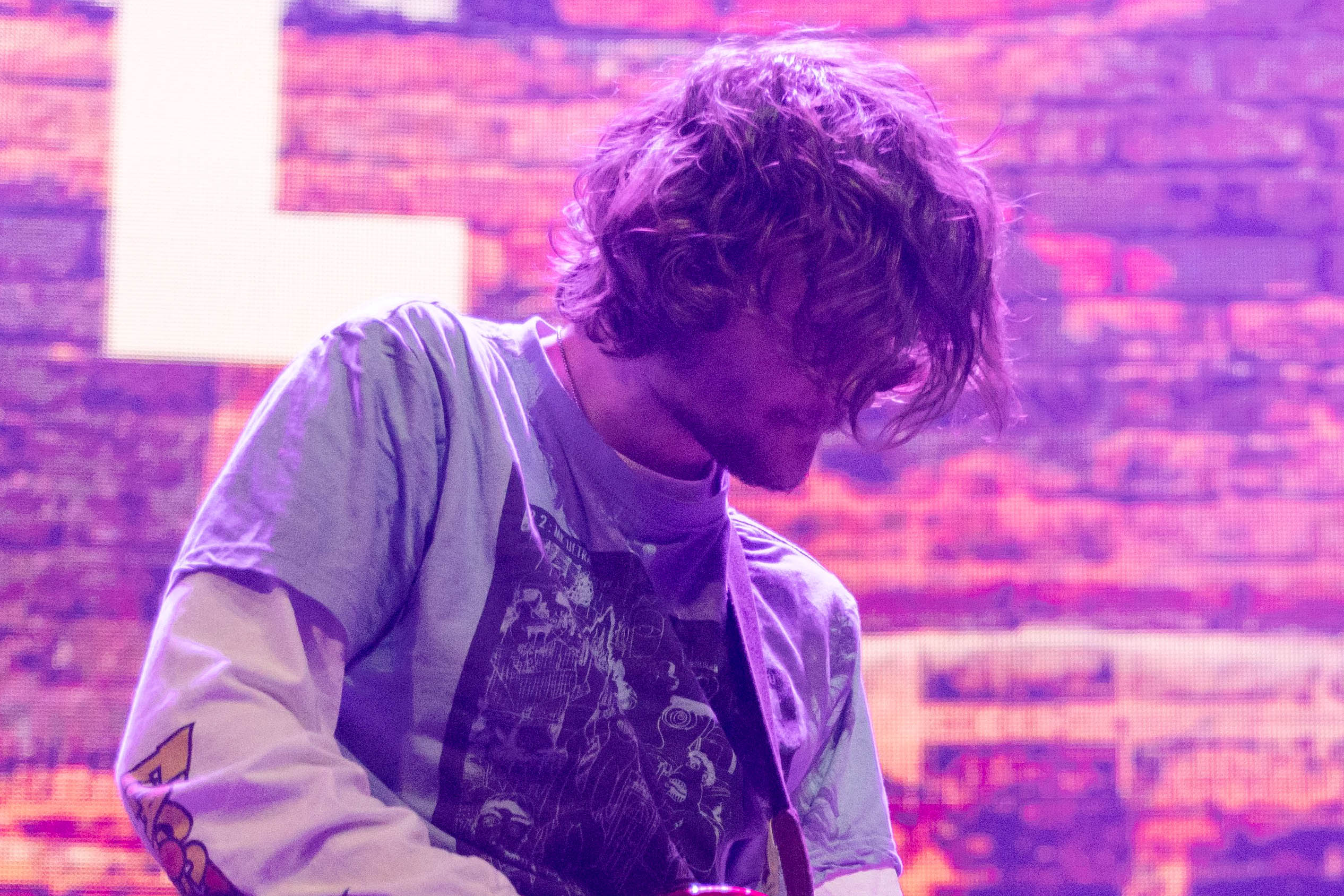 <p>Matt Kwasniewski-Kelvin playing with Black Midi at the BBC 6 Music Festival at the Camden Roundhouse, London on March 6, 2020</p>