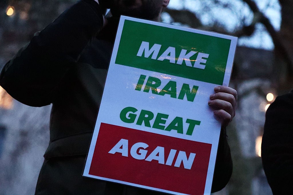 <p>Sen. Lindsey Graham and other conservatives have taken to urging Donald Trump to 'Make Iran Great Again' as they push for military strikes to destabilize the regime</p>