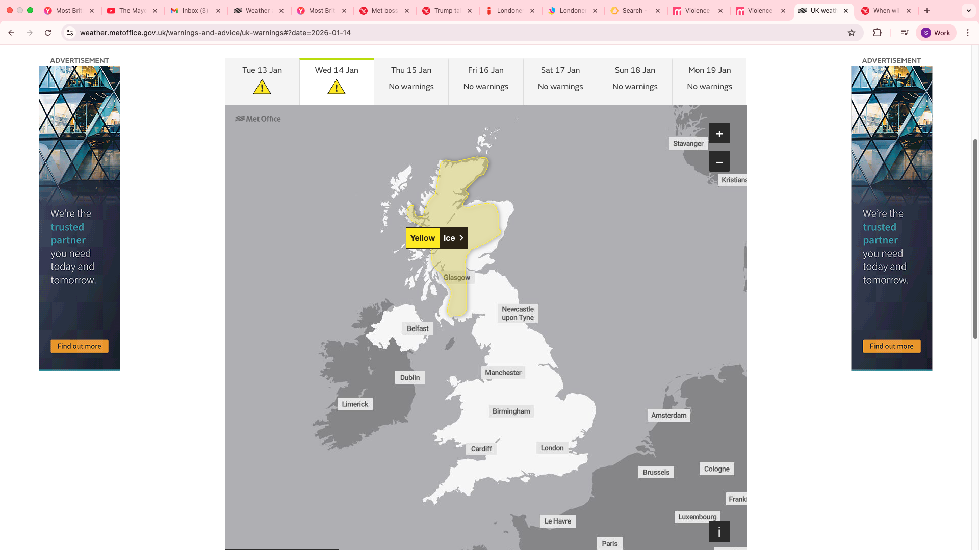 The regions impacted by the yellow weather warning include: Central, Tayside and Fife, Grampian, Highlands and Eilean Siar, South West Scotland, Lothian Borders and Strathclyde