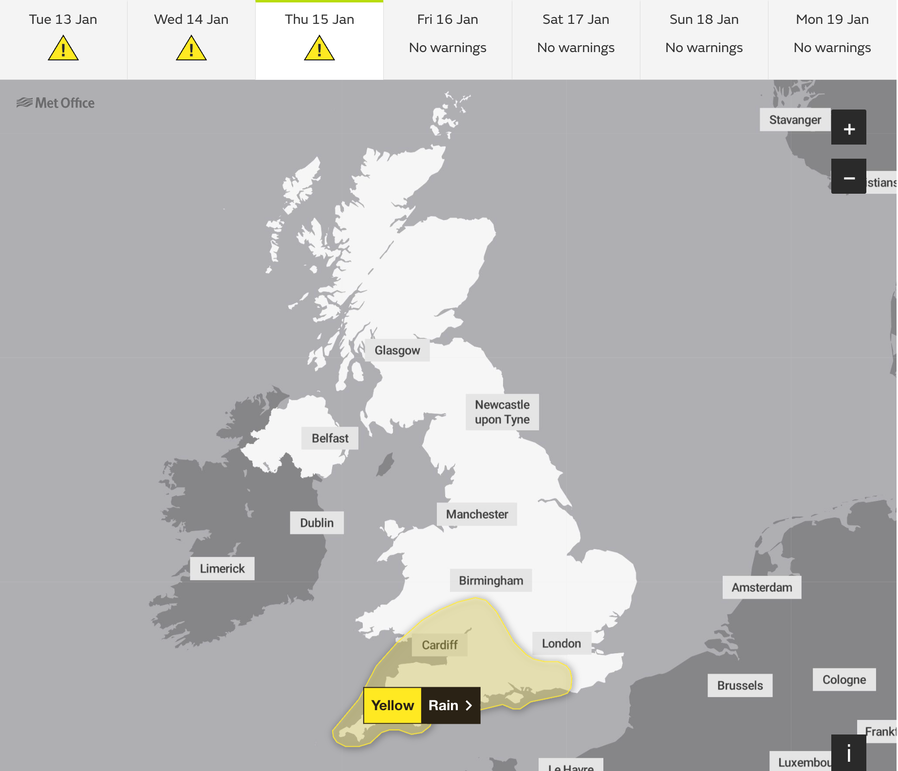 Another yellow weather warning of rain has been issued for Thursday with potential flooding expected