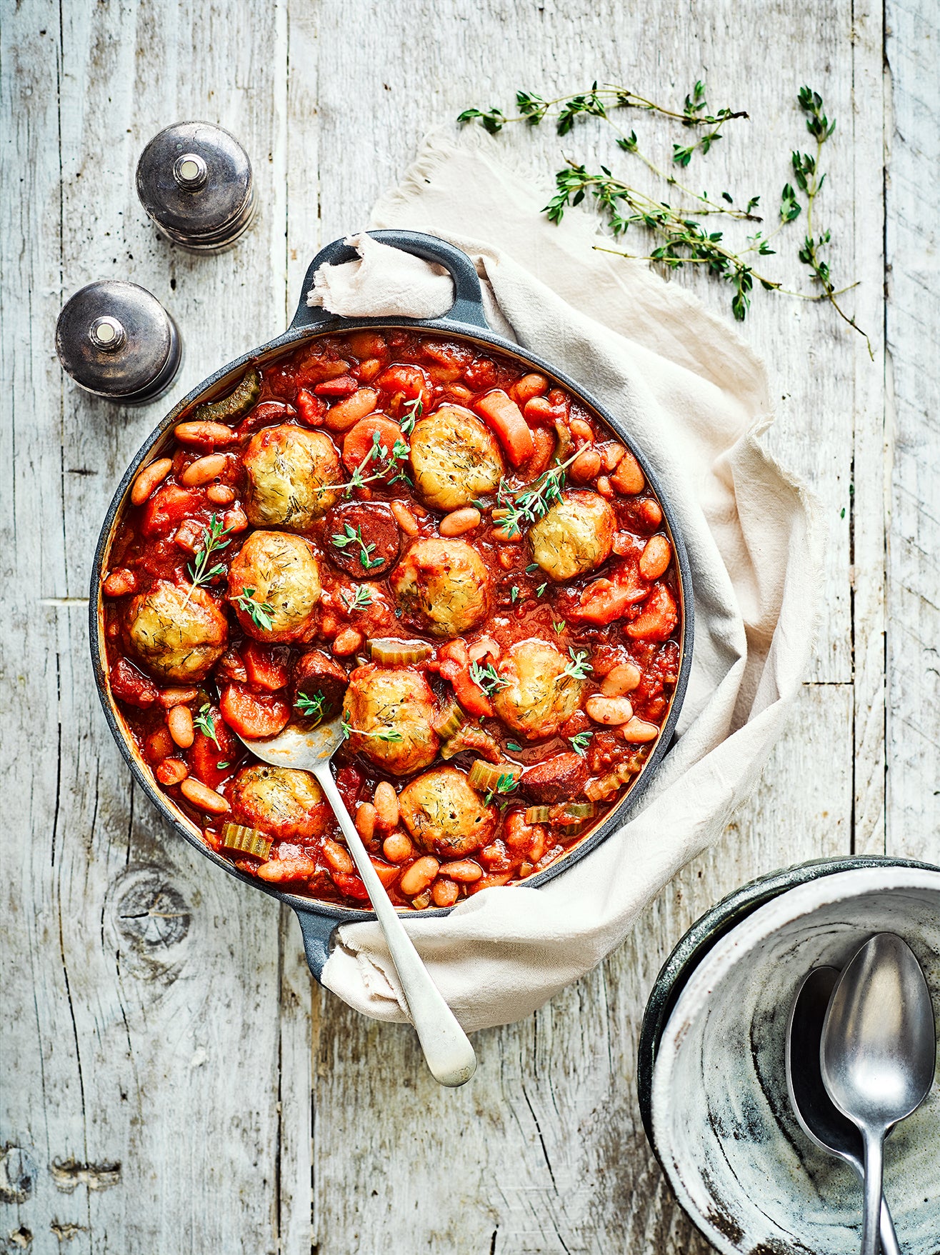 Lucy Watson proves patience is a virtue with slow-cooked beans and fluffy dumplings