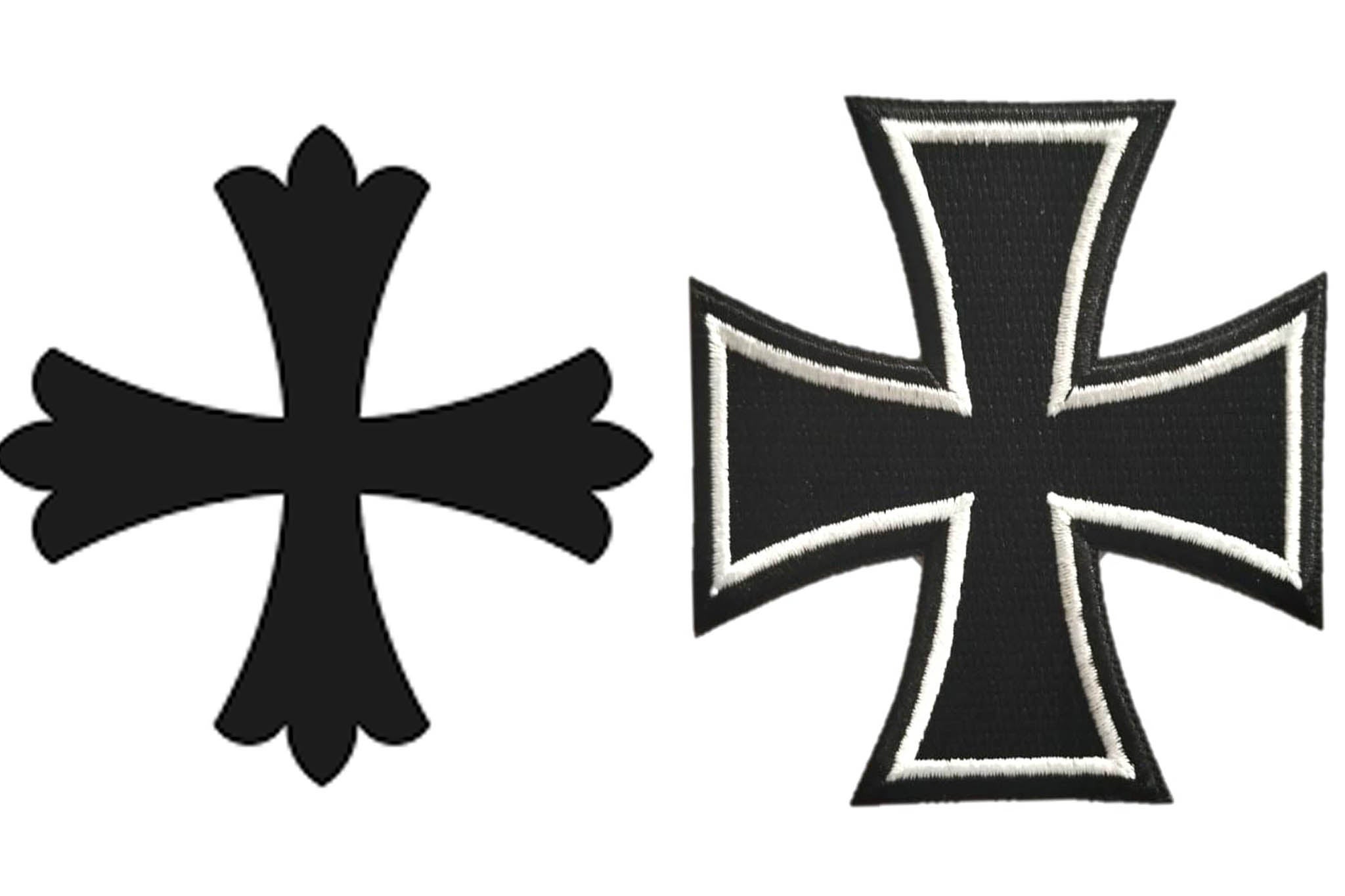 Ukip insists the new logo is based on the Cross Pattee (left) but others have complained it looks more like the Iron Cross (right)