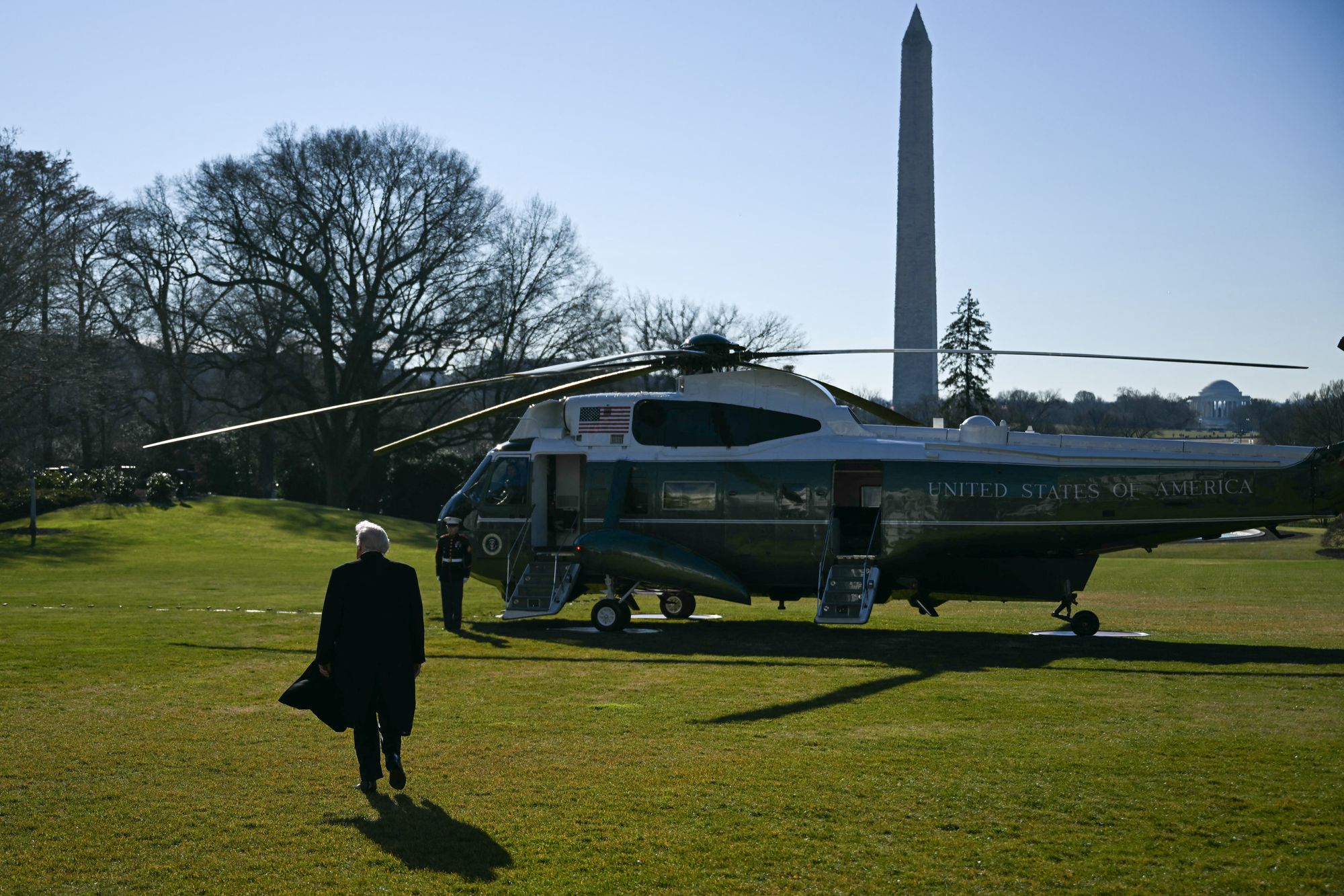 President Donald Trump heads to Marine One Tuesday morning to head to Michigan where he will tour a Ford factory