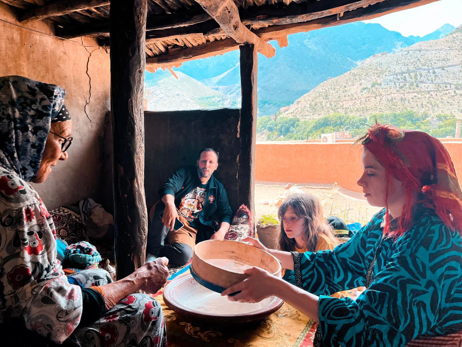 Ruby and her family learnt to make traditional bread in Morocco