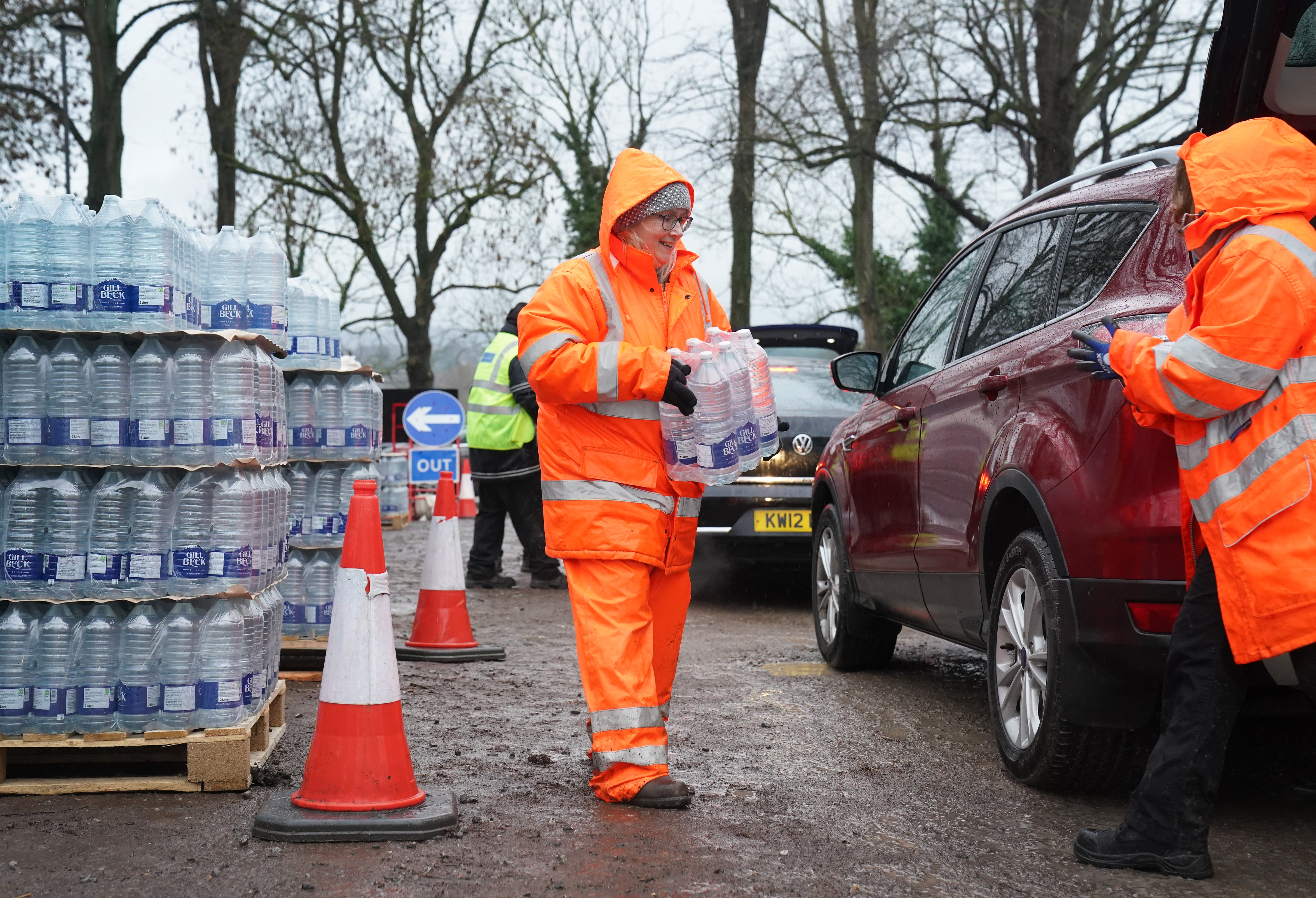 South East Water staff handing out bottled water in Maidstone