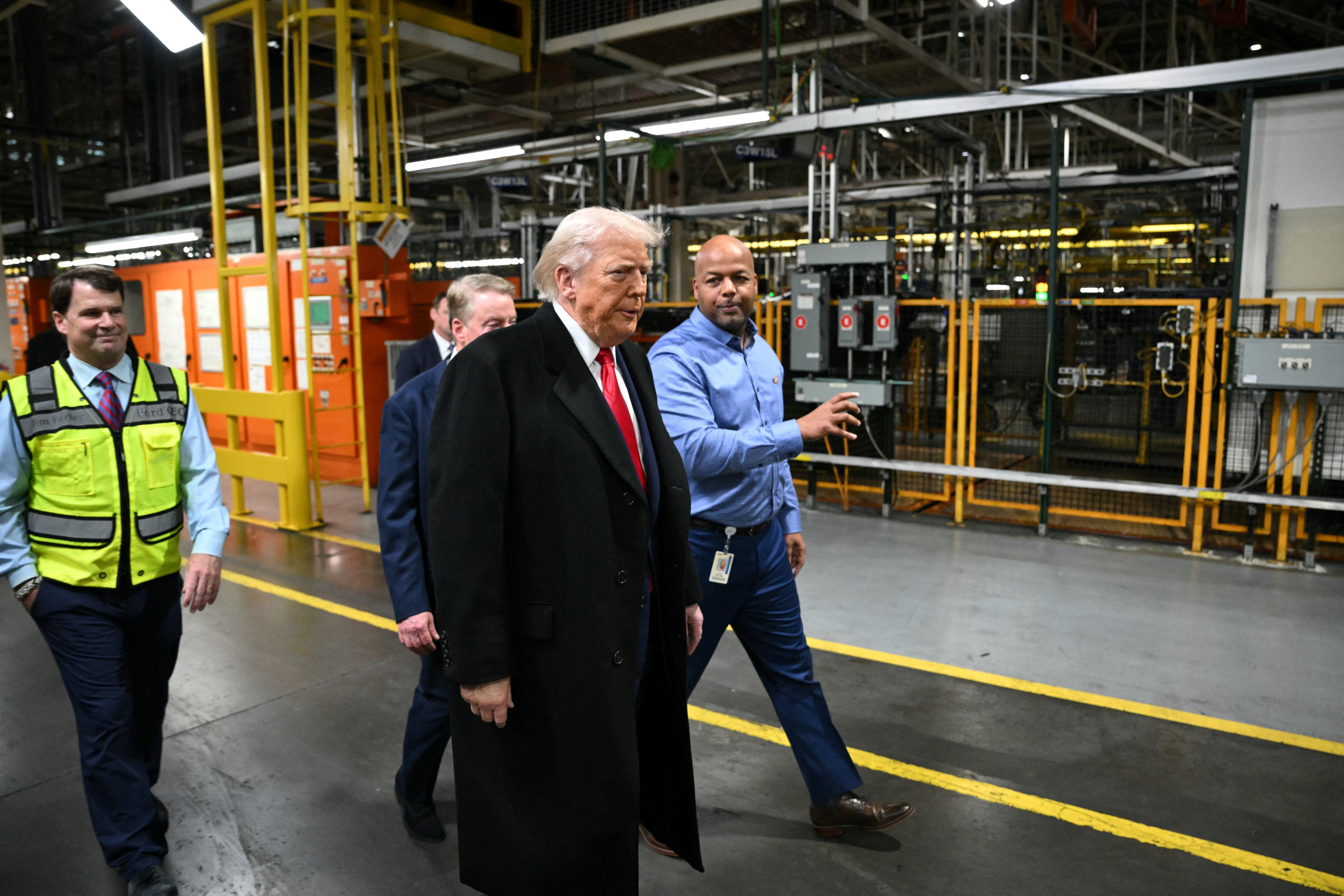 Trump toured the Ford Motor Company's River Rouge complex in Dearborn, Michigan, ahead of his speech