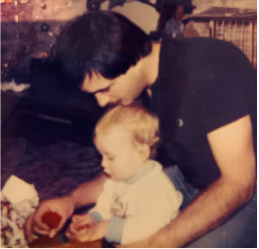 Gary Nunn as a baby with his dad