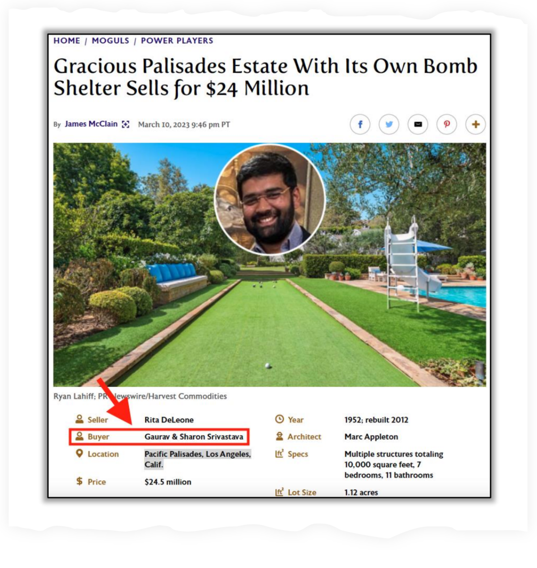 Gaurav Srivastava is accused of posing as a CIA operative to pilfer millions from then-business partner Niels Troost, using some of the stolen funds to purchase a multi-million-dollar Los Angeles mansion