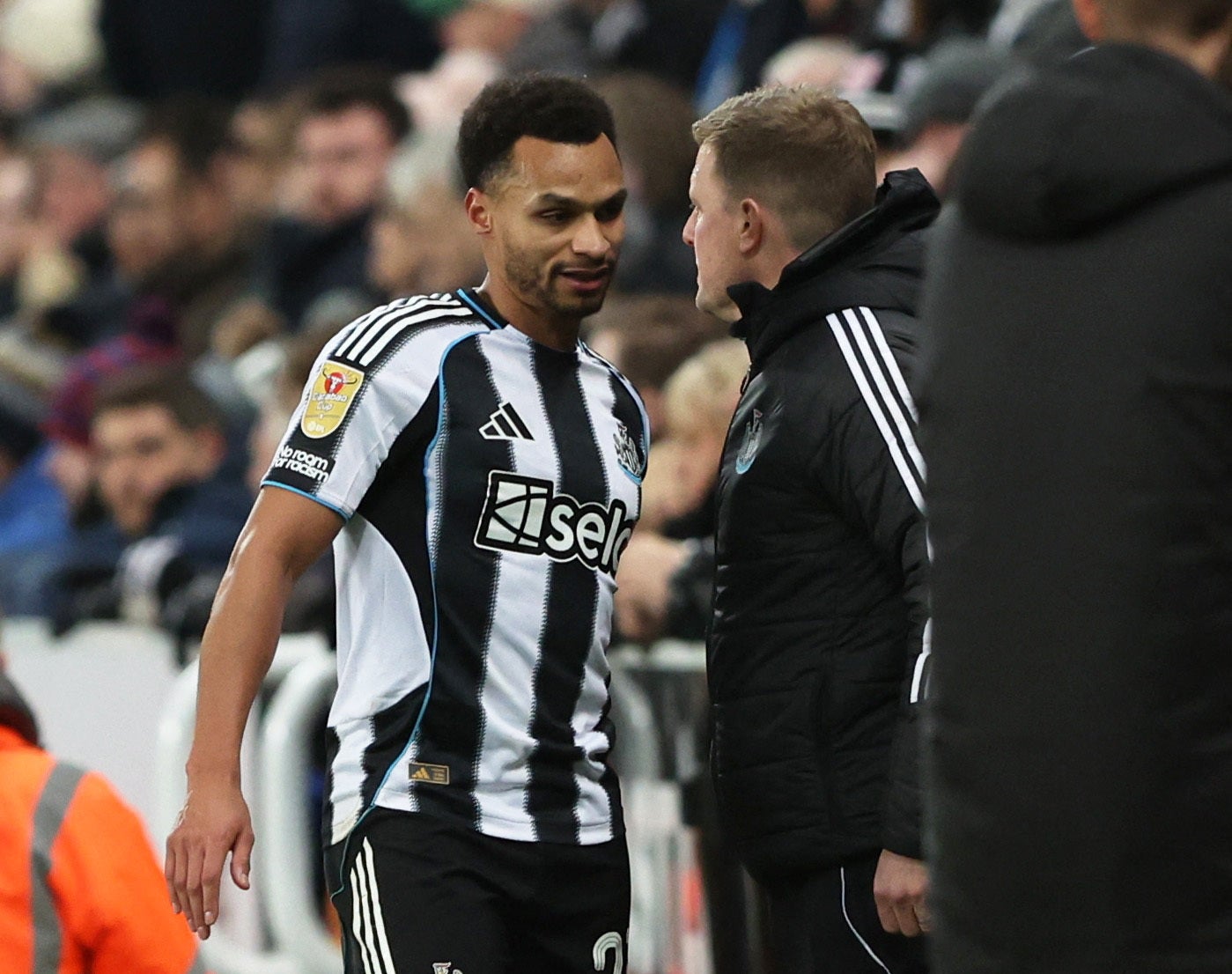 Murphy was replaced by Harvey Barnes before half-time during the match at St. James' Park