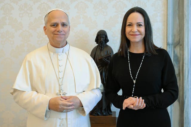 <p>Pope Leo XIV meeting with Nobel Peace Prize laureate Maria Corina Machado</p>