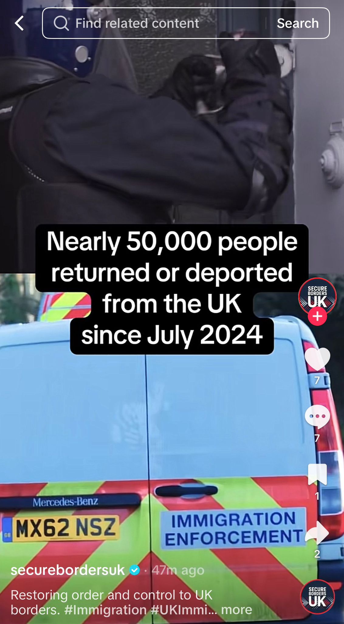 Key immigration statistics play across the screen while dramatic music plays in the background