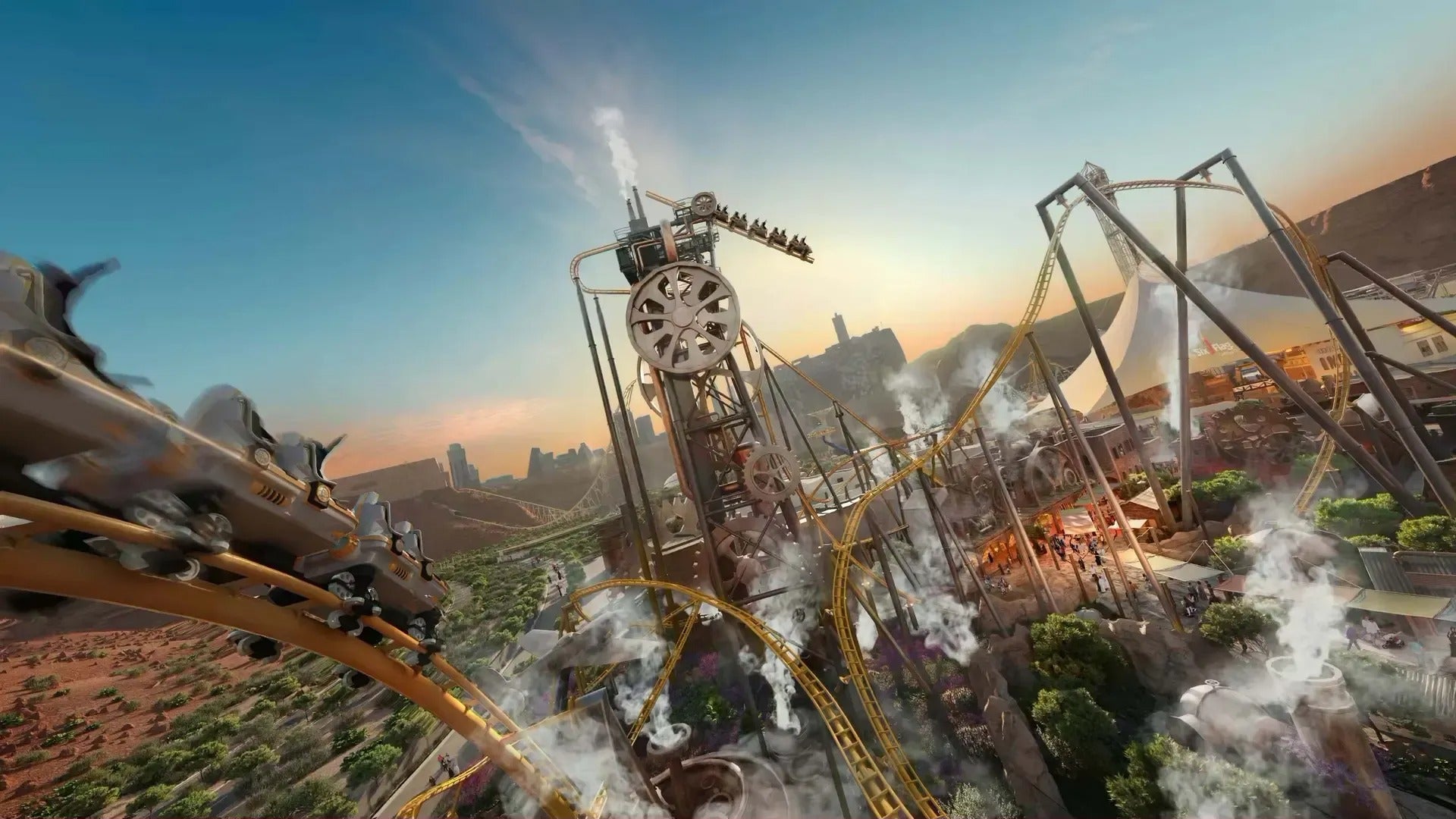 Five record-breaking rides sit across six themed zones