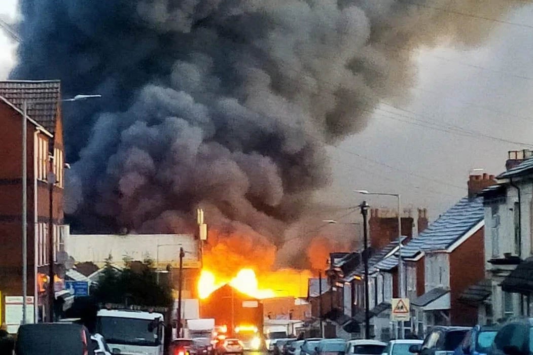 A blaze has ripped through a factory in Wolverhampton