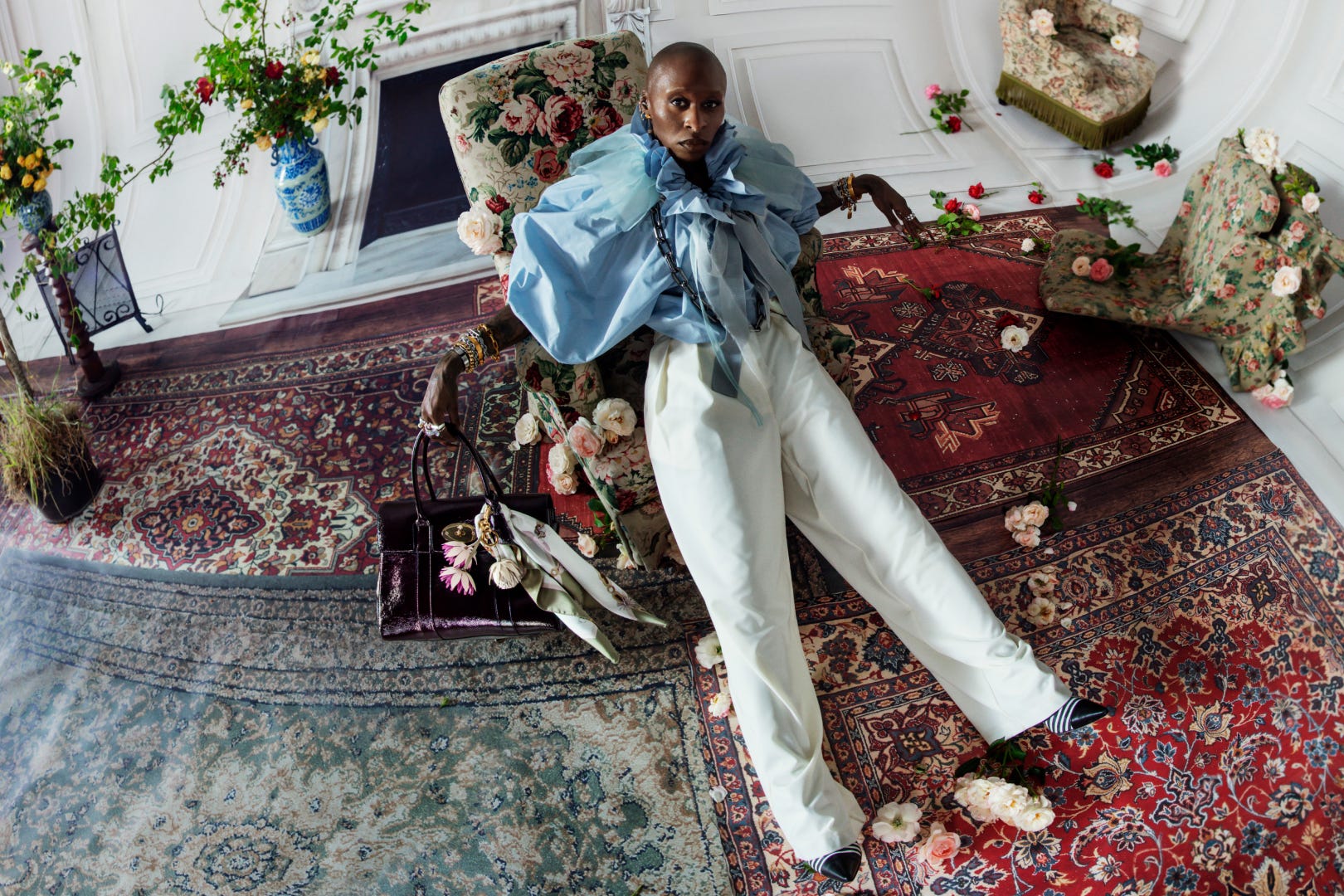 Luxury handbag maker Mulberry teamed up with Wicked star Cynthia Erivo for a campaign to relaunch its Roxanne bag collection (Mulberry/PA)