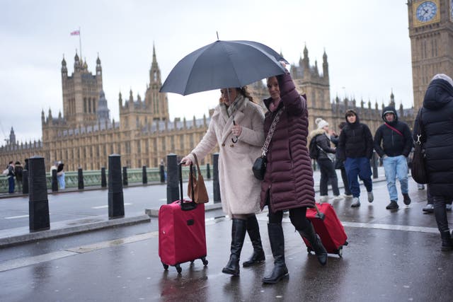 Yellow weather warnings are in place as heavy rain could lead to flooding (Yui Mok/PA)