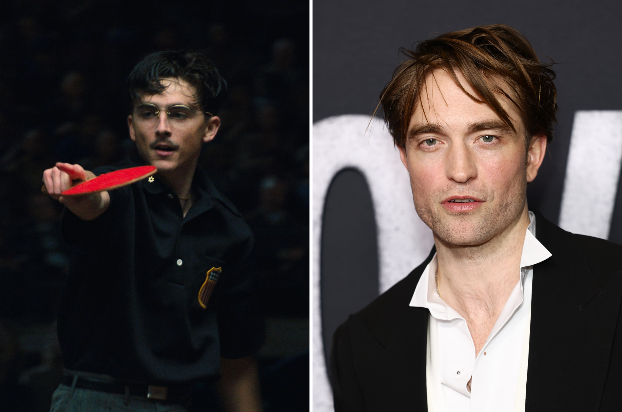 <p>Robert Pattinson (right) had a minor speaking role in the Timothée Chalamet-starring sports drama 'Marty Supreme'</p>