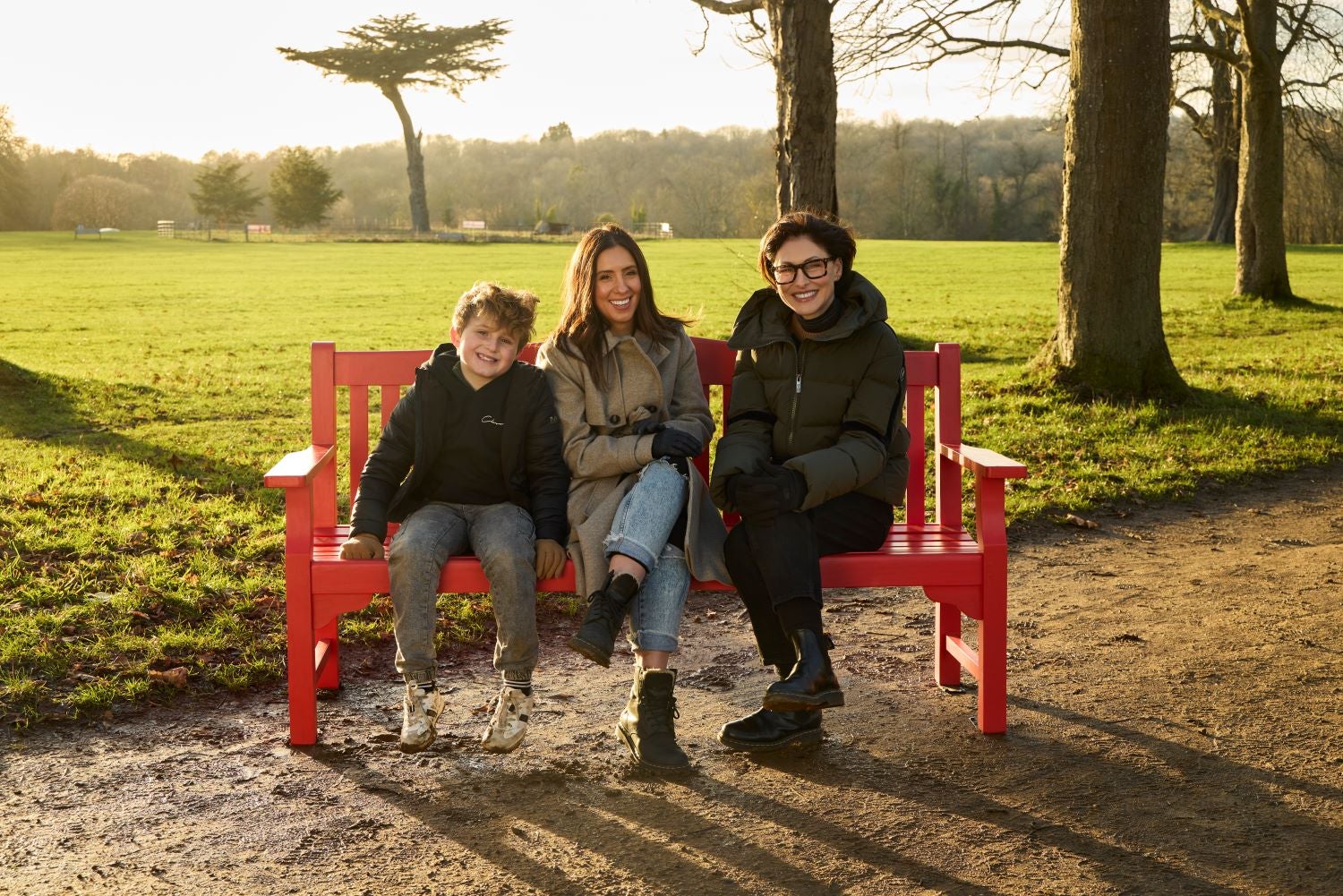 Emma Willis (right) with Aimee and Leo Nicholls