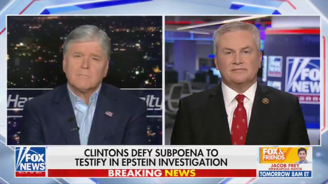 <p>Fox News host Sean Hannity interviews House Oversight Committee Chairman James Comer about his Jeffrey Esptein investigation on Tuesday January 13, 2026</p>